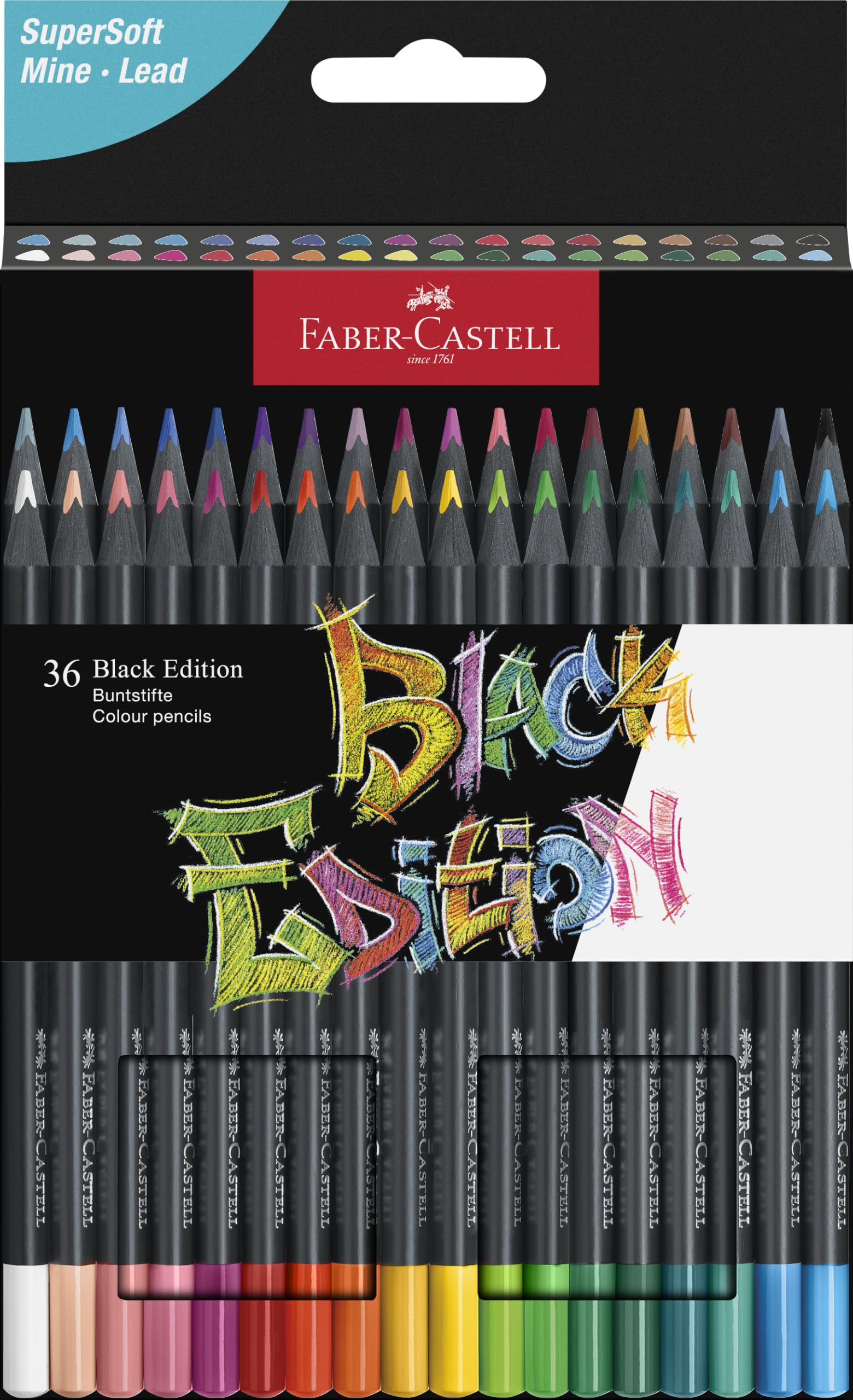Faber-Castell Black Edition Colored Pencils, 36 Count, Classic Colors | Brilliant coloured pencils for light and dark paper with soft colour stroke, shatter-proof and ergonomic colouring pens The Forest Stewardship Council