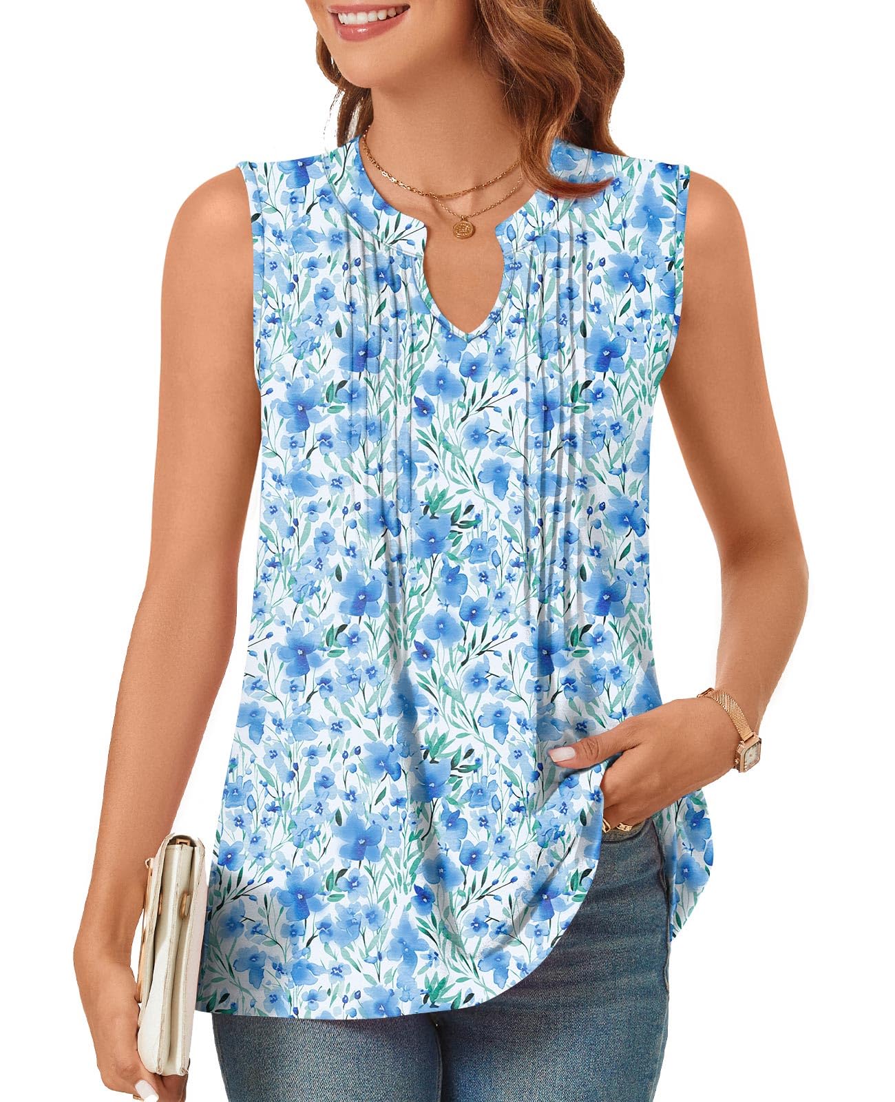 Bestbee Women's Tank Tops Dressy Casual Summer Blouses Business Shirts V Neck Sleeveless Tunic Tops