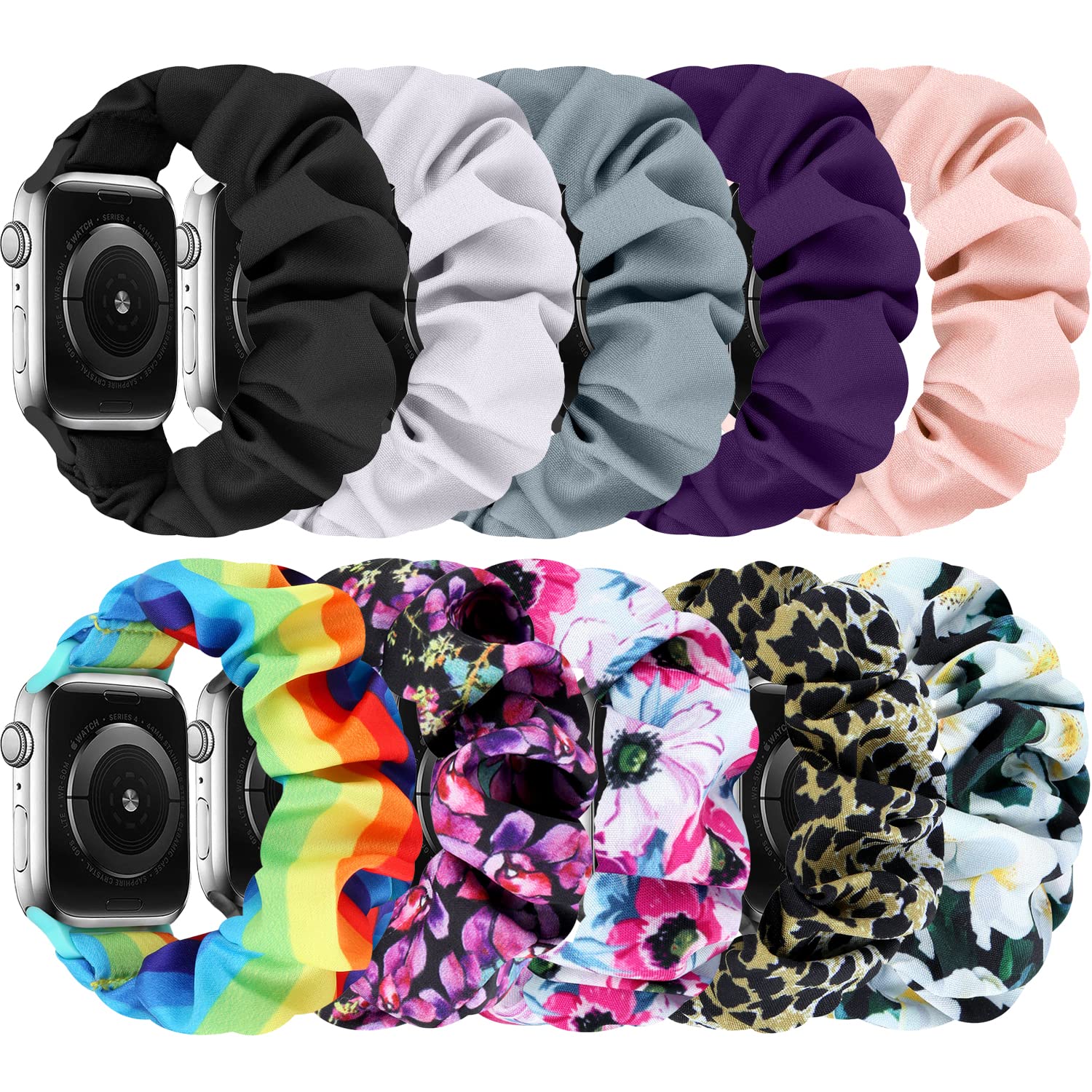 ShuYo Scrunchies Bands Compatible for IWatch Bands 38mm 40mm 41mm 42mm 44mm 45mm,Breathable Elastic Sport Replacement Band for Apple Watch Series SE/8/7/6/5/4/3/2/1 for Women Men(42/44/45mm L)