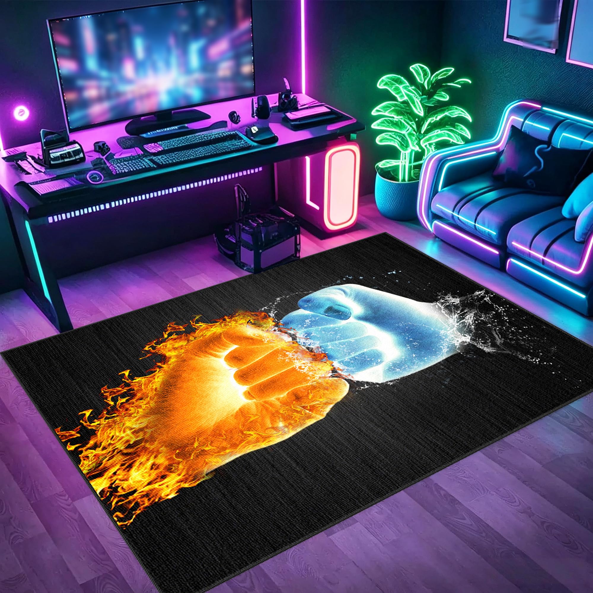 Zmywalny dywanik do pokoju zabaw, 180 x 230 cm / 70,87 x 90,55 cala Mata podłogowa na krzesło komputerowe do gier, mata sportowa, mata podłogowa dla graczy 3D do sypialni na krzesło biurowe