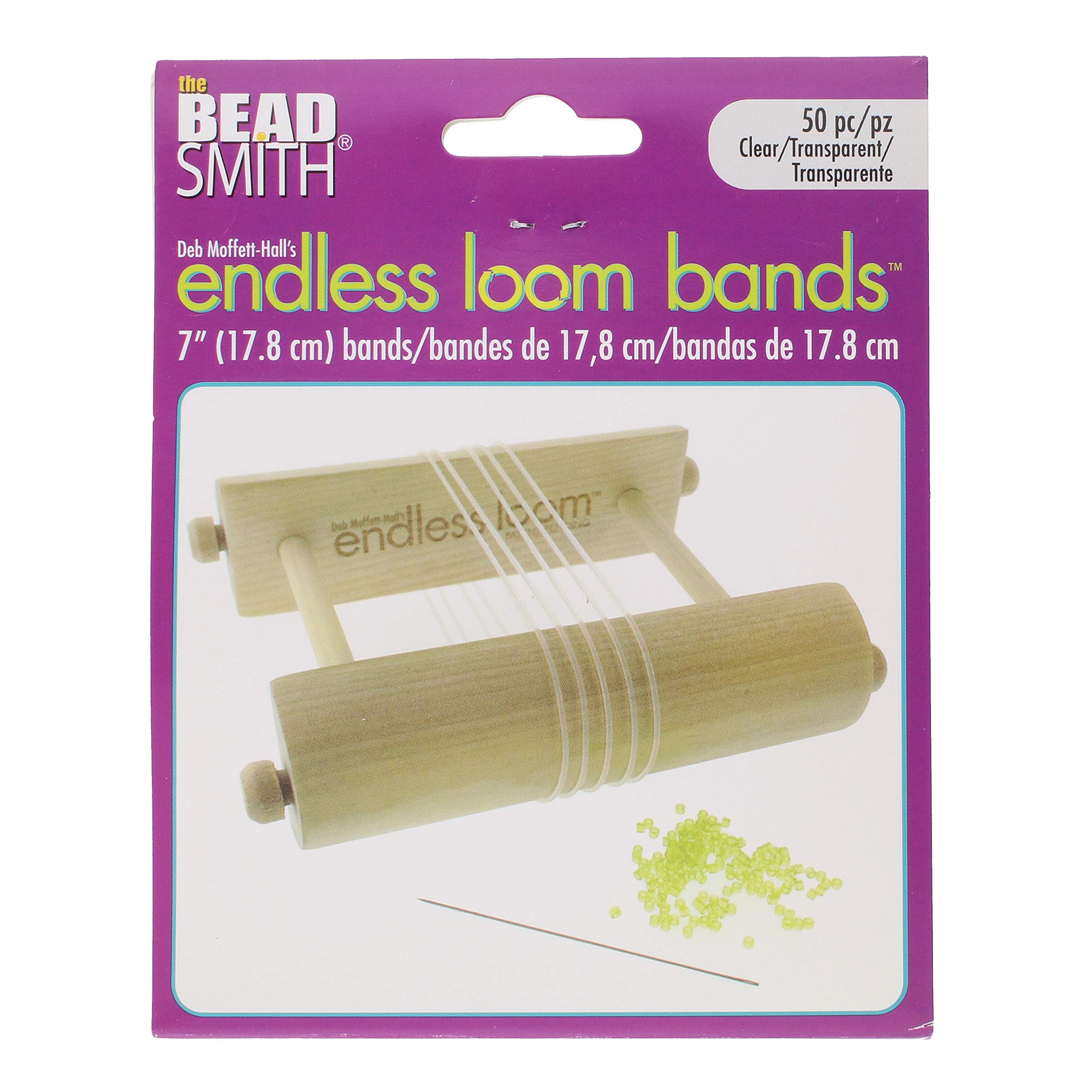 Deb Moffett-Hall’s Endless Loom Bands, 7 Inches Diameter, Pack of 50 Pieces, Clear Color, Use with The Endless Loom