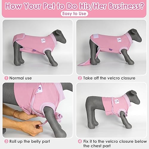 Miniatura 2 de cyeollo Traje de recuperación de cirugía para perros, gatos, suave, transpirable, para después de la esterilización, esterilizador, antilameduras