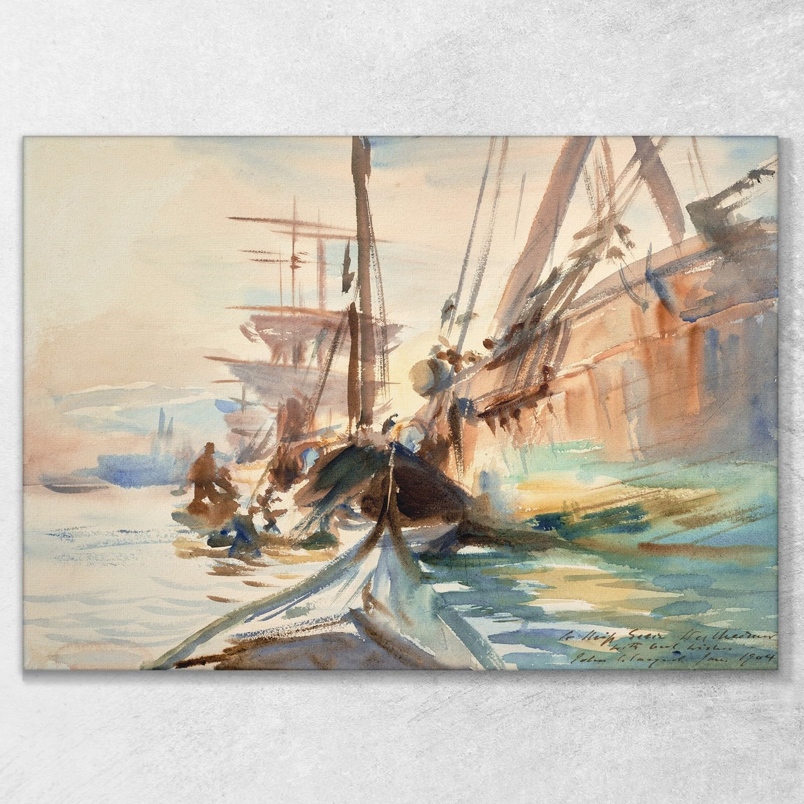 Scarico Barche John Singer Sargent, jss351 Quadro Stampato su Tela, 130x90 cm