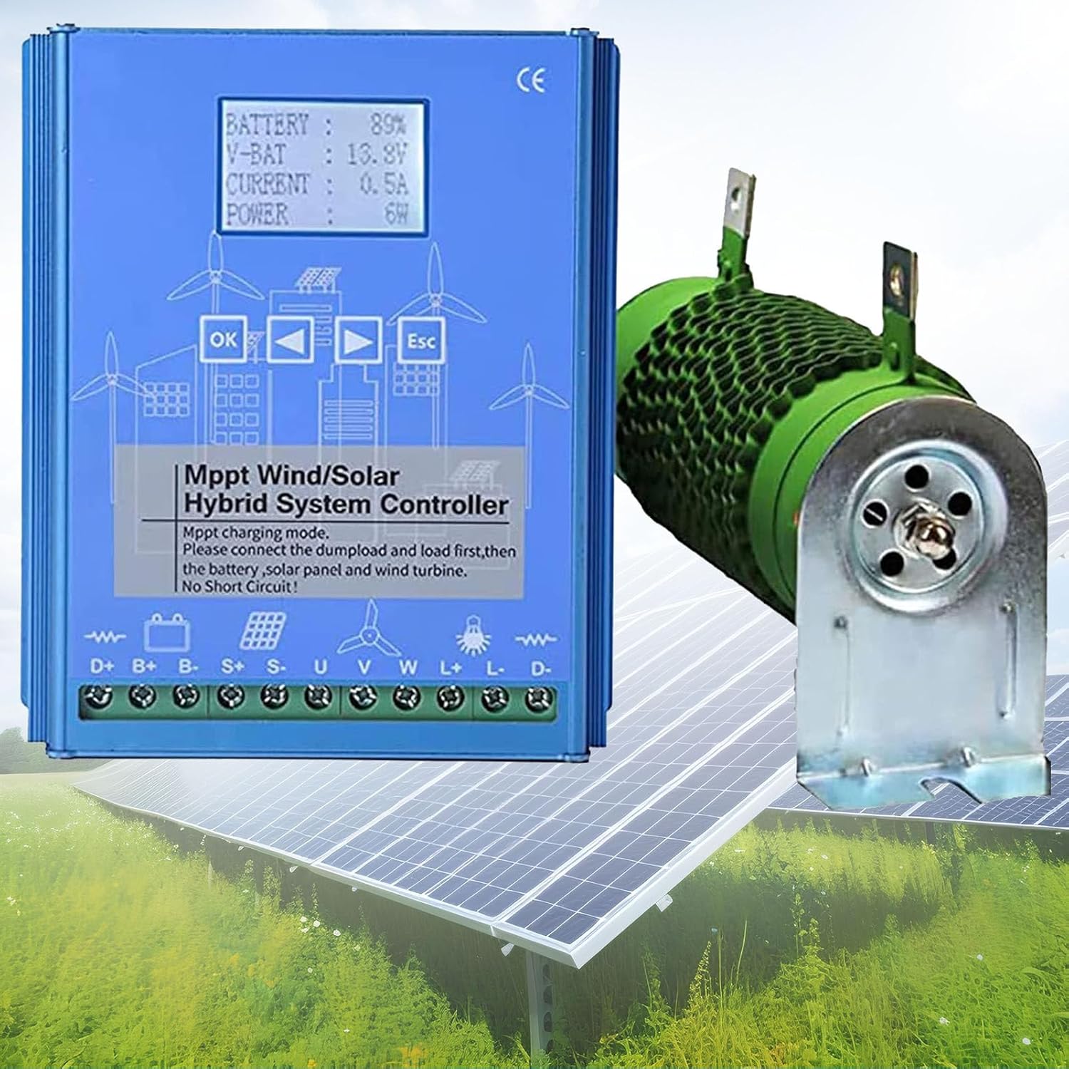 Wind Solar Hybrid Charge Controller,12000W with Dump Load Wind Turbine Generator Solar Panel Auto Regulator,12V/24V/48V for Wind Turbine Generator Charger Battery,12000W/12V