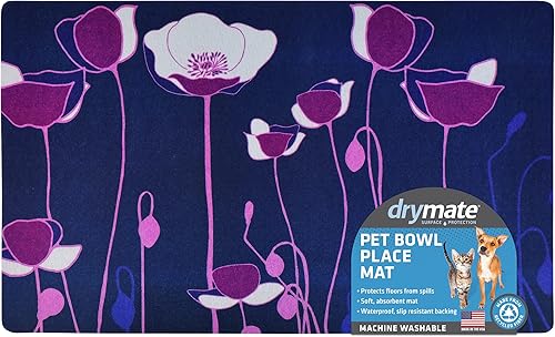 Miniatura 198 de Drymate Mantel individual con tazón para mascotas, tapete de alimentación de alimentos para perros y gatos, tela absorbente, respaldo impermeable
