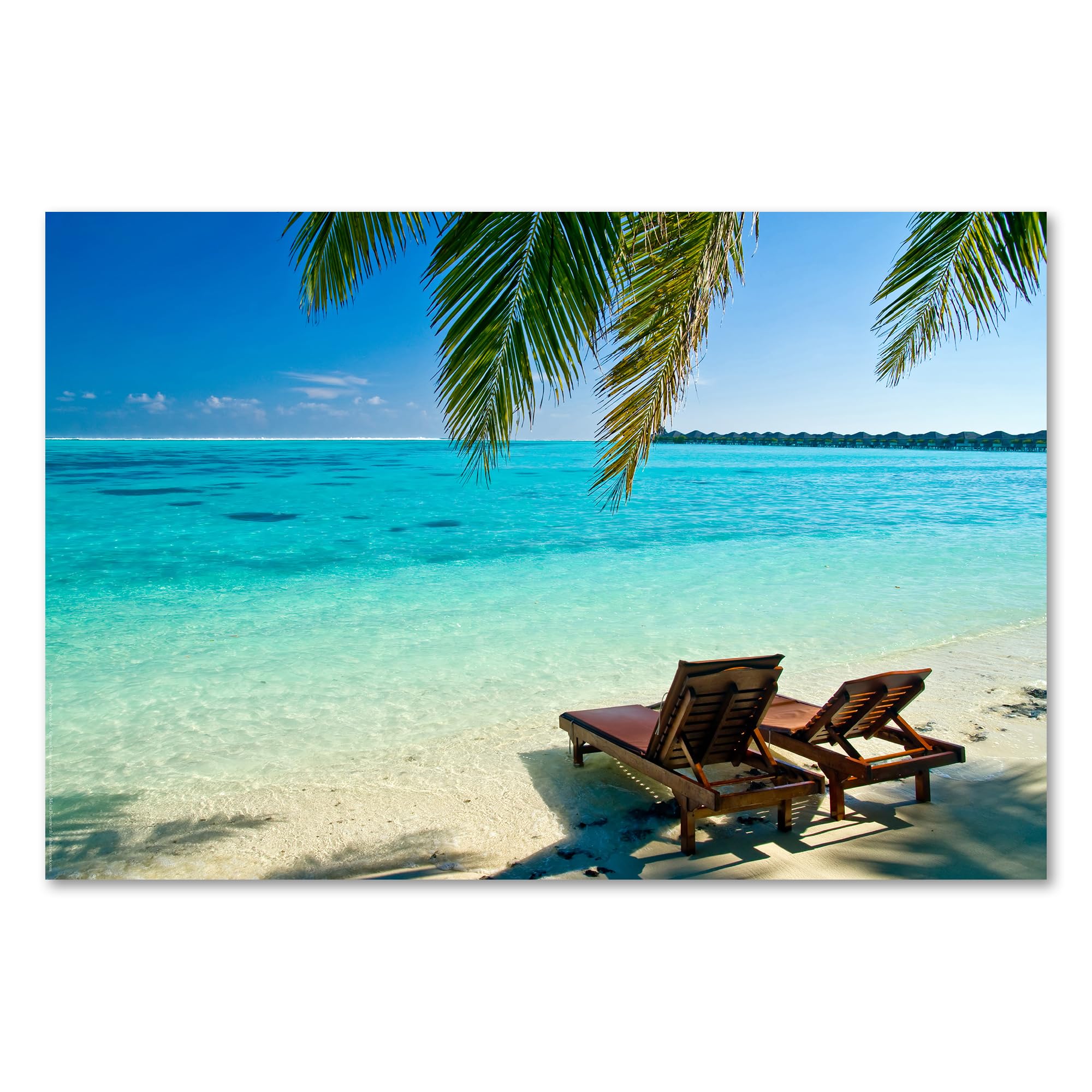 Leinwandbild Sonnenuntergang Barbados - Meer & Palmen Dekoration 100x57cm