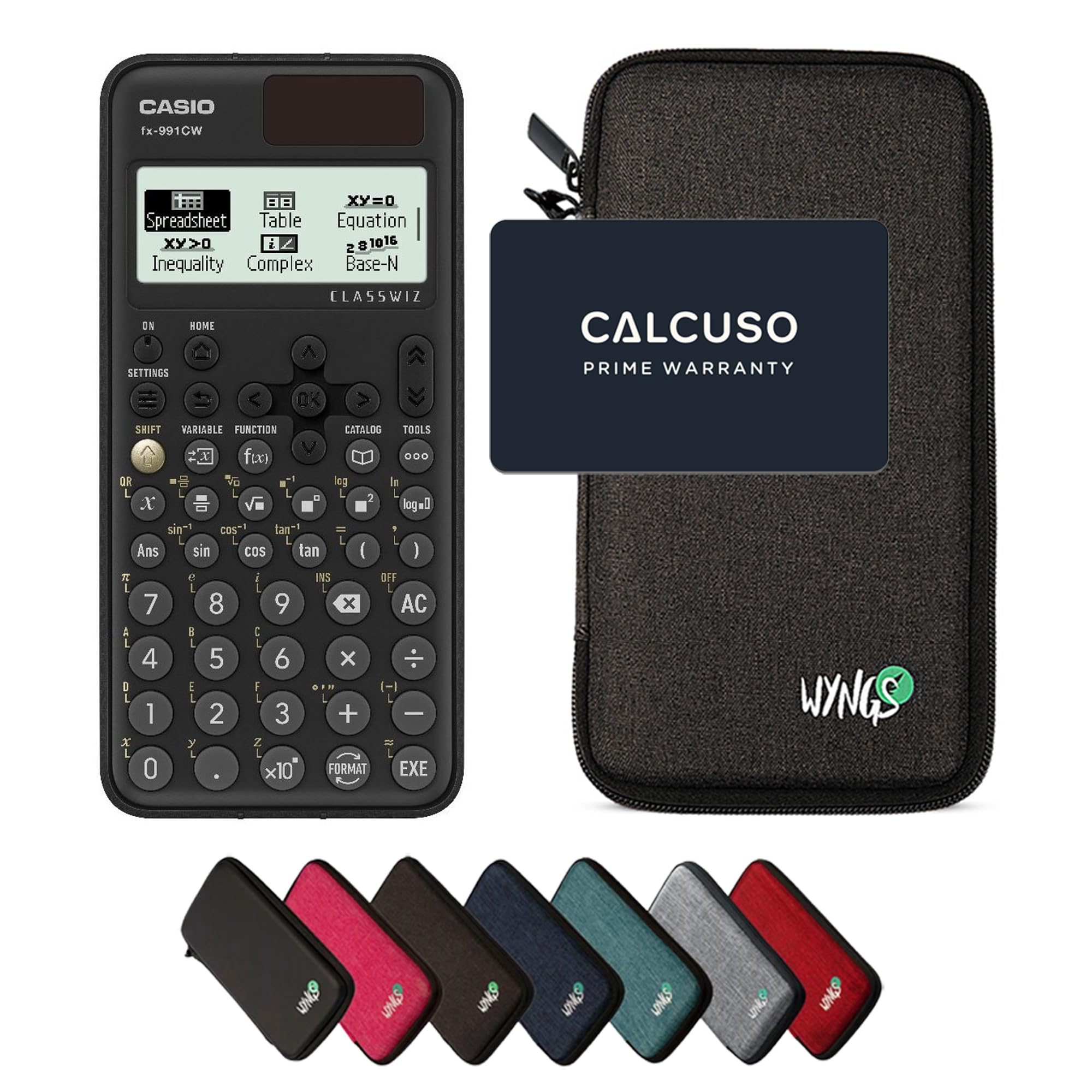 Casio fx-991CW including a WYNGS protective case in Dark Gray - Basic Set