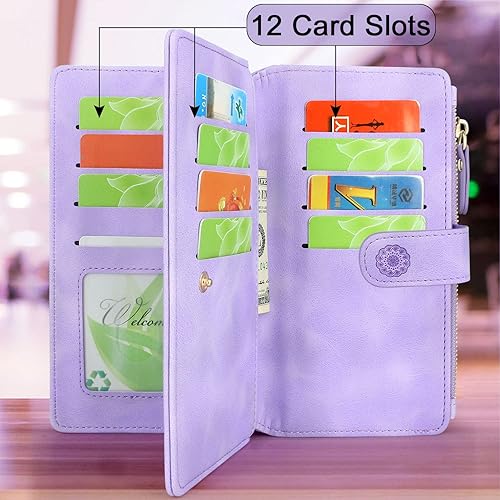 Miniatura 4 de Harryshell Cartera magnética desmontable con cremallera de piel, bolsillo para efectivo con 12 ranuras para tarjetas, correa de muñeca para Samsung