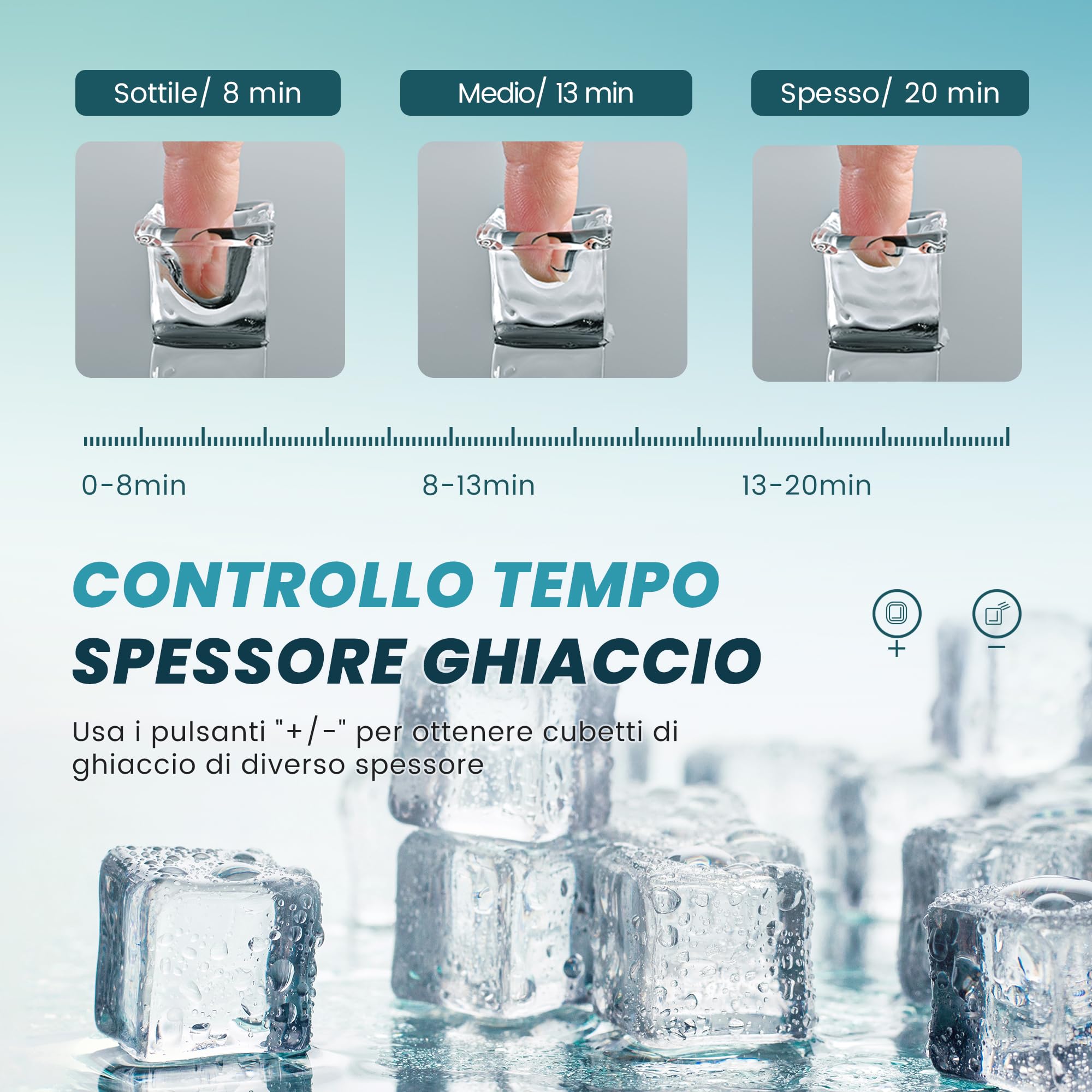 EUHOMY Macchina del Ghiaccio Casa: 15 KG/24H, 16 Cubetti in 13 Minuti Macchina per il Ghiaccio Autopulente, 1,5L con Paletta/Cestello, per Cucina/Ufficio, Nero