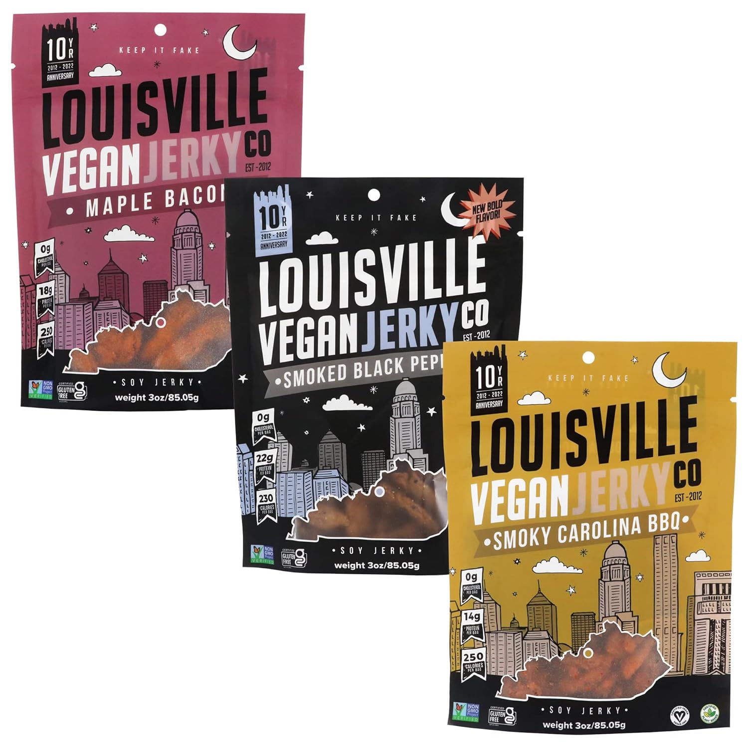 Louisville Vegan Jerky Variety Pack, Vegetarian & Vegan