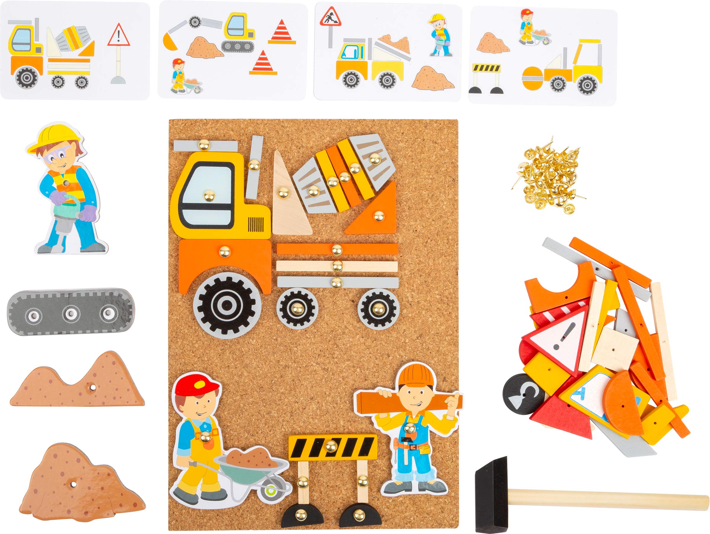 Small Foot 11573 Construction Site Hammering Game made of wood and cork, with construction site motifs, for ages 6 years and up - Image 2