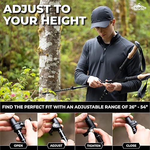 Miniatura 3 de Cascade Mountain Tech Bastones de senderismo  Bastones de fibra de carbono para caminar o senderismo con cerraduras de ajuste rápido