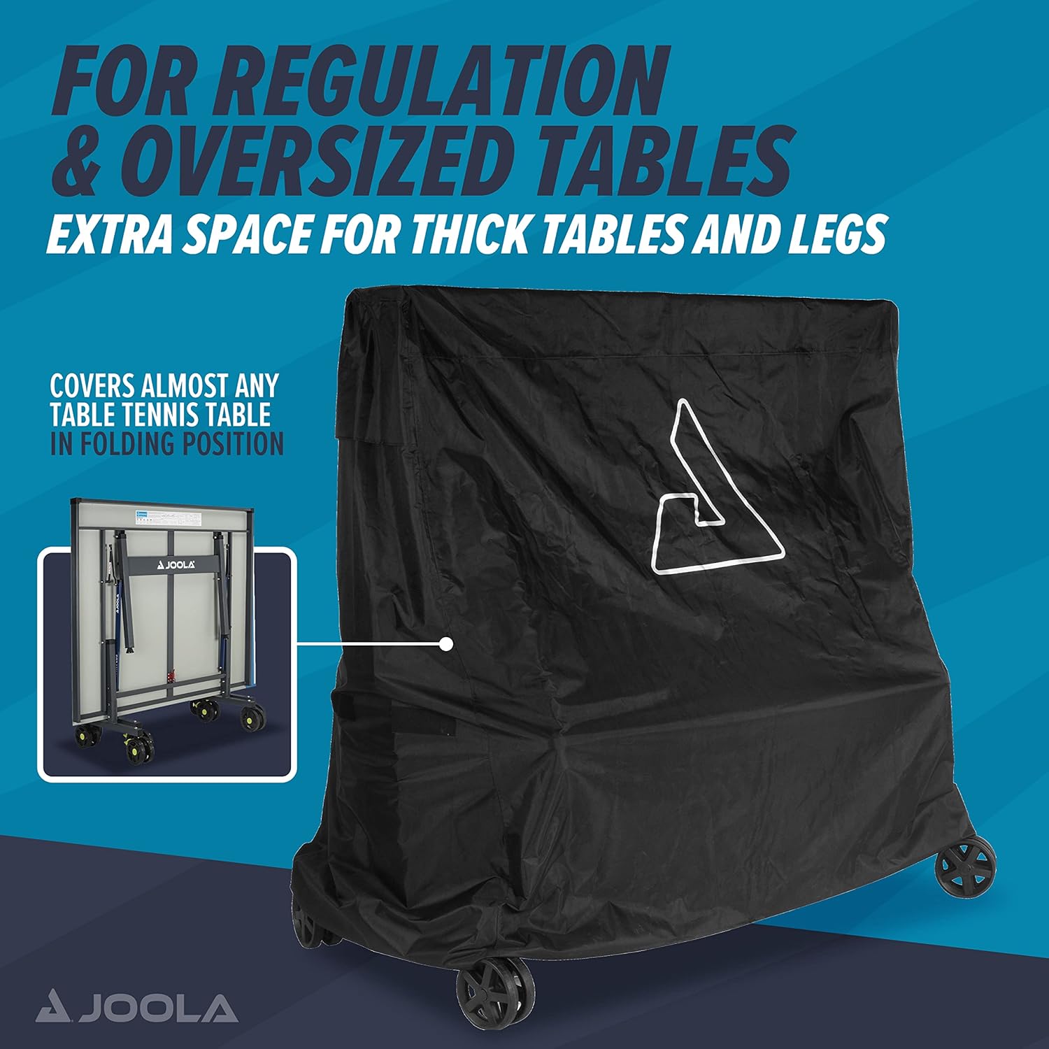 JOOLA Waterproof Ping Pong Table Cover – Heavy-Duty, Outdoor Protection - Table Tennis Cover for Garage, Basement, Indoors or Outside - Fits Large & Small Folding Ping Pong Tables in Upright Position : Sports & Outdoors