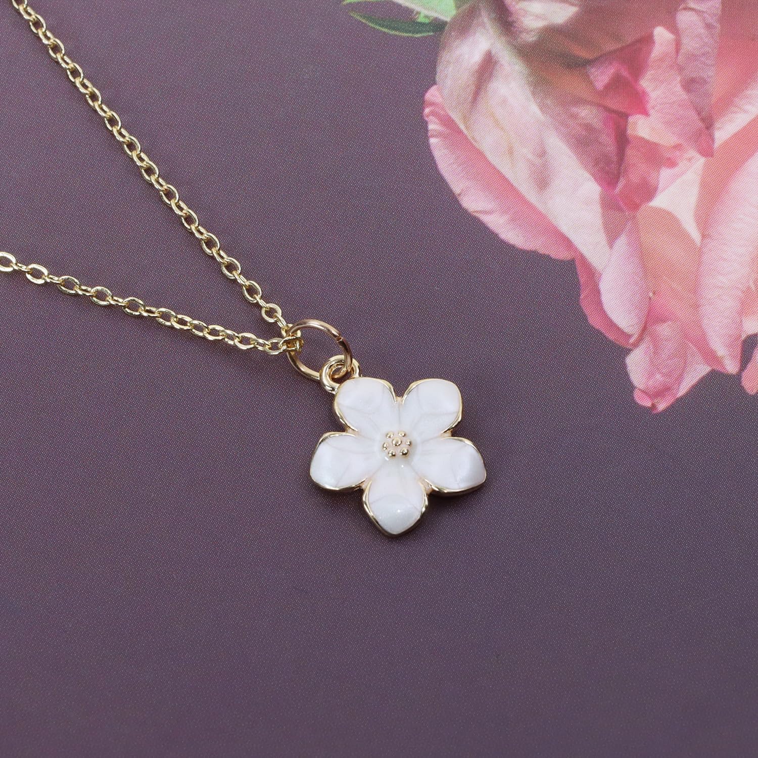 Tupalizy 100PCS Small Flower Enamel Charms Cherry Blossom Decor Gold Plated Pendant for Bracelets Necklaces Earrings Jewelry Making Findings Purse Keychains DIY Crafts Handmade Gifts Accessories - Image 4