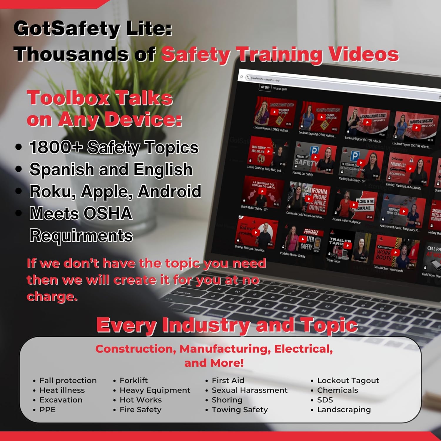 GotSafety Lockout Tagout Tags and Safety Training, Loto tag, Lock Out for Equipment, do not Operate Products, Bundle for Workplace Compliance, 1900 Safety Training Videos (70)