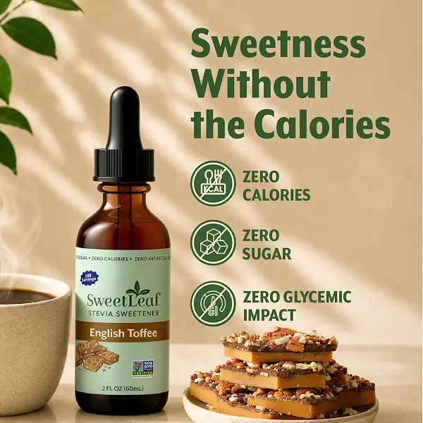 SweetLeaf Stevia Drops Liquid Sweetener, English Toffee - 2 Fl Oz, 1 Pack | Sweet Drops, Organic Stevia Leaf Extract, Zero Calorie, No Erythritol, Sugar Substitute, With Dropper 4