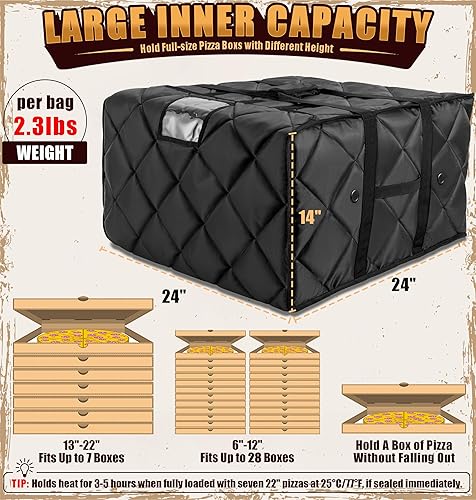Miniatura 10 de MyLifeUNIT Bolsa de pizza para entrega, bolsa térmica para pizza y entrega de alimentos, bolsa calentadora de pizza de 20 x 20 x 10.5 pulgadas,
