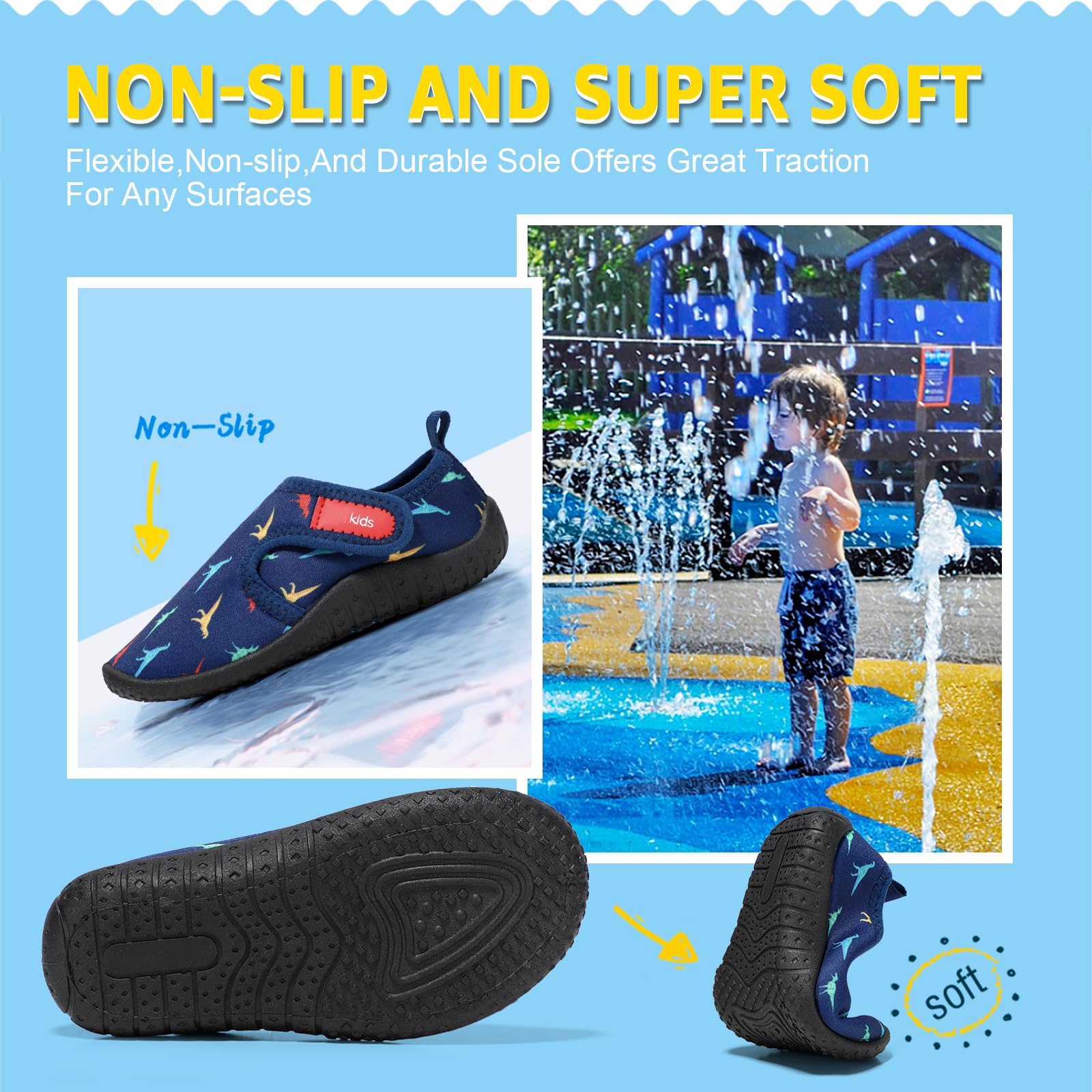 STQ KIDS Scarpine Bambino Granchi Bambino Leggero Scarpe da Acqua Flessibile Traspirante Asciugatura Rapida Calzini per Piscina EU20-28