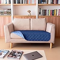 Vista 364 de gogobunny - Manta para perros y gatos 100% impermeable y de doble cara, funda suave para cama de mascotas, reversible, protege muebles, azul marino