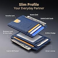 Vista 40 de Buffway - Billetera delgada minimalista de cuero con protección RFID para hombre y mujer Café Lichee