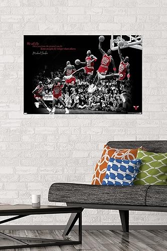 Miniatura 2 de Trends International Michael Jordan - Póster de pared con mosca, 22.375 x 34 pulgadas, paquete de póster y montaje