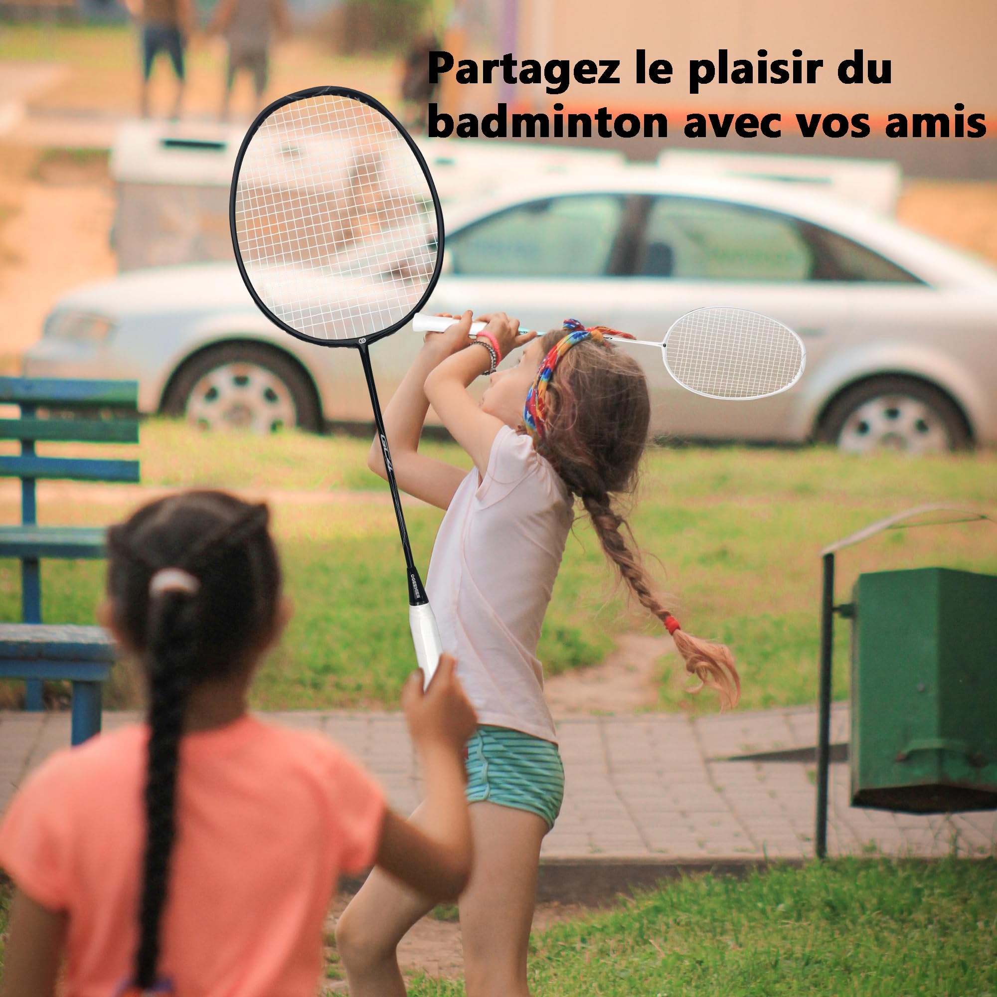 OGEENIER Raquette Badminton Adulte,Raquette Badminton pour 2 Personnes | OGEENIER Badminton Set Complet Légère - tête légère, idéale débutants