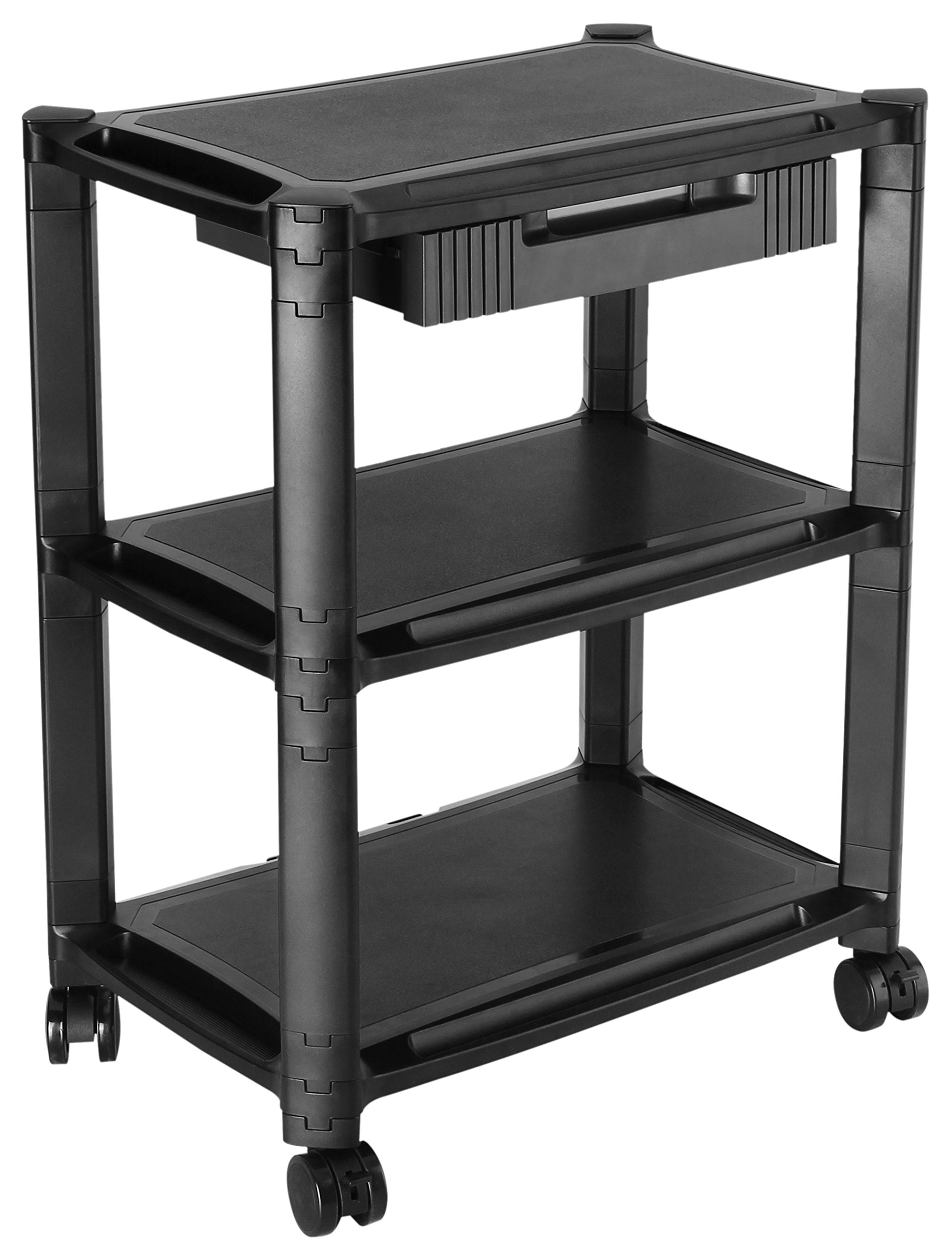 RICOO Rollcontainer mit Schubladen Schreibtisch schwarz WM5-L Rollwagen Schubladenelement modular Rollschrank schmal Bürocontainer Allzweckwagen Druckertisch