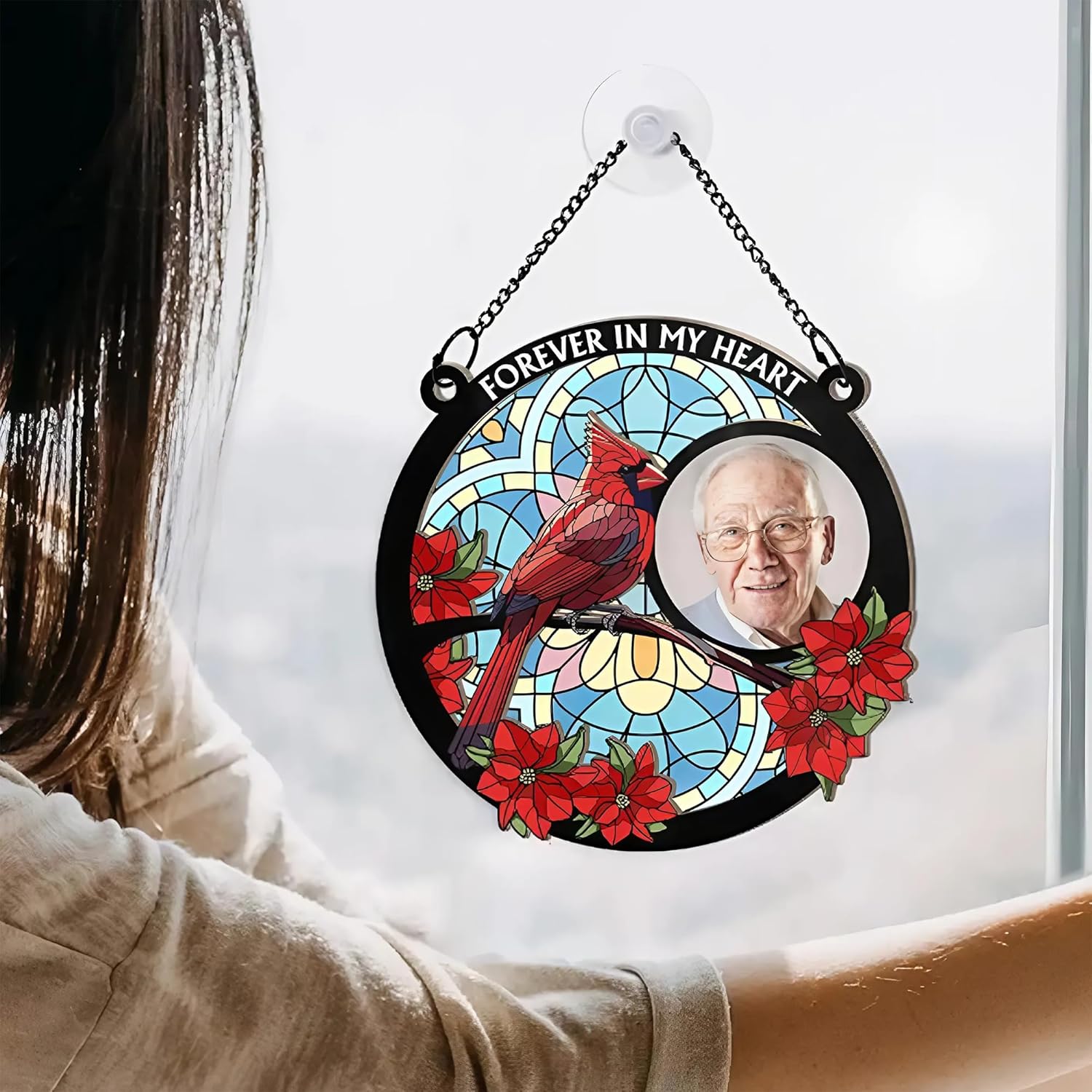 Personalized Photo Window Hanging Suncatcher Ornament, Custom Photo Suncatcher I'm Always with You, Gift for Memorial Day, Mother's Day, Father's Day - Image 6