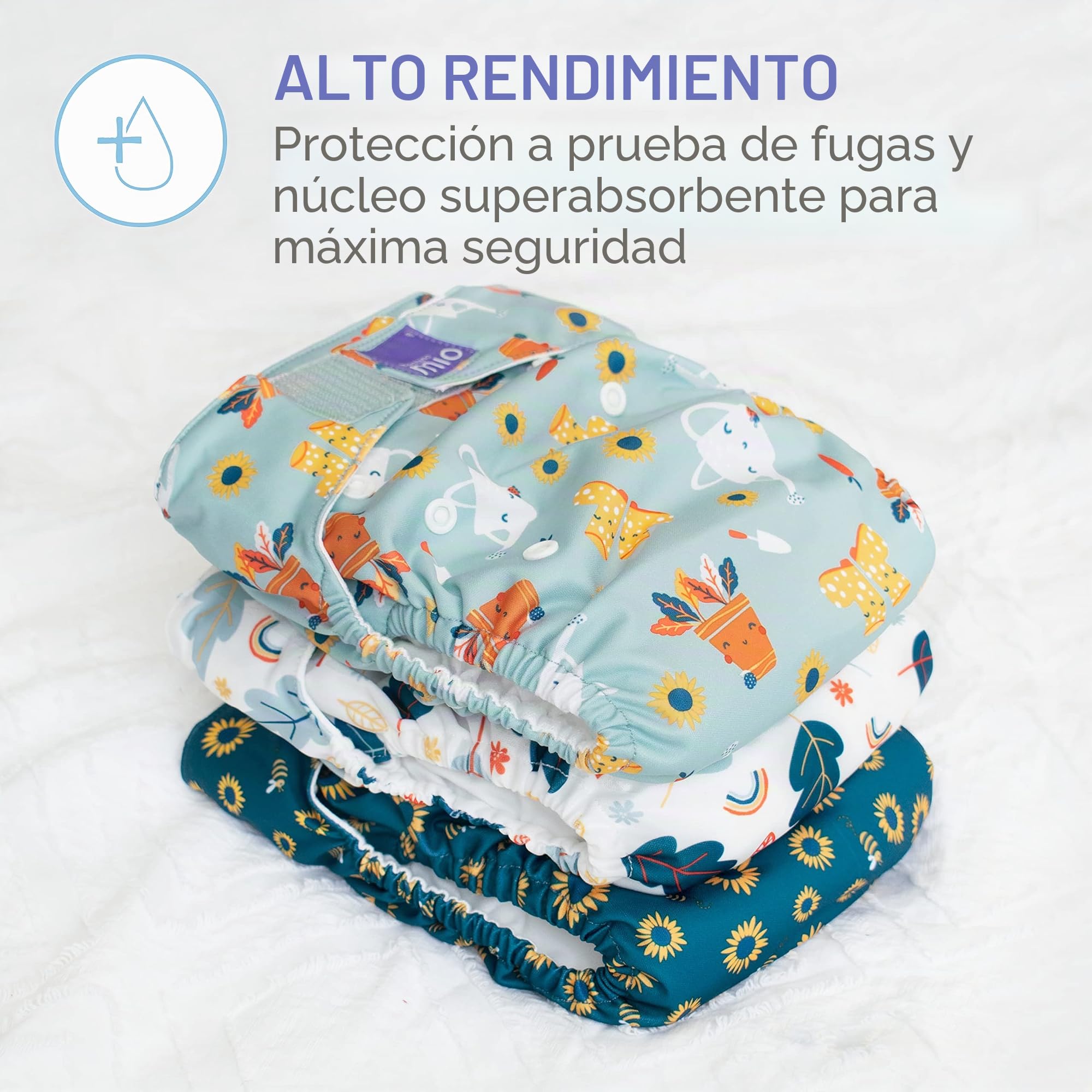 Bambino Mio Paquetes de 6 pañales reutilizables Miosolo Classic (FAVORITOS) - pañales de tela «todo en uno», pañales lavables de talla única, absorbentes, pañales reutilizables para bebés