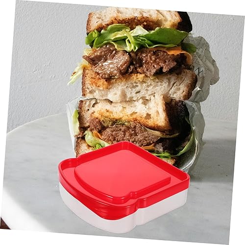 Miniatura 9 de Cabilock 4 recipientes para sándwiches para almuerzo, caja de almacenamiento de pan de plástico reutilizable, caja de sándwich con tapa, caja de