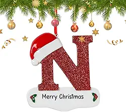 26 enfeites de letras de Natal 2025, enfeites DIY para decoração de árvore de Natal, letras do alfabeto, pingente de Natal, presentes para a família, amigos, casa (N)