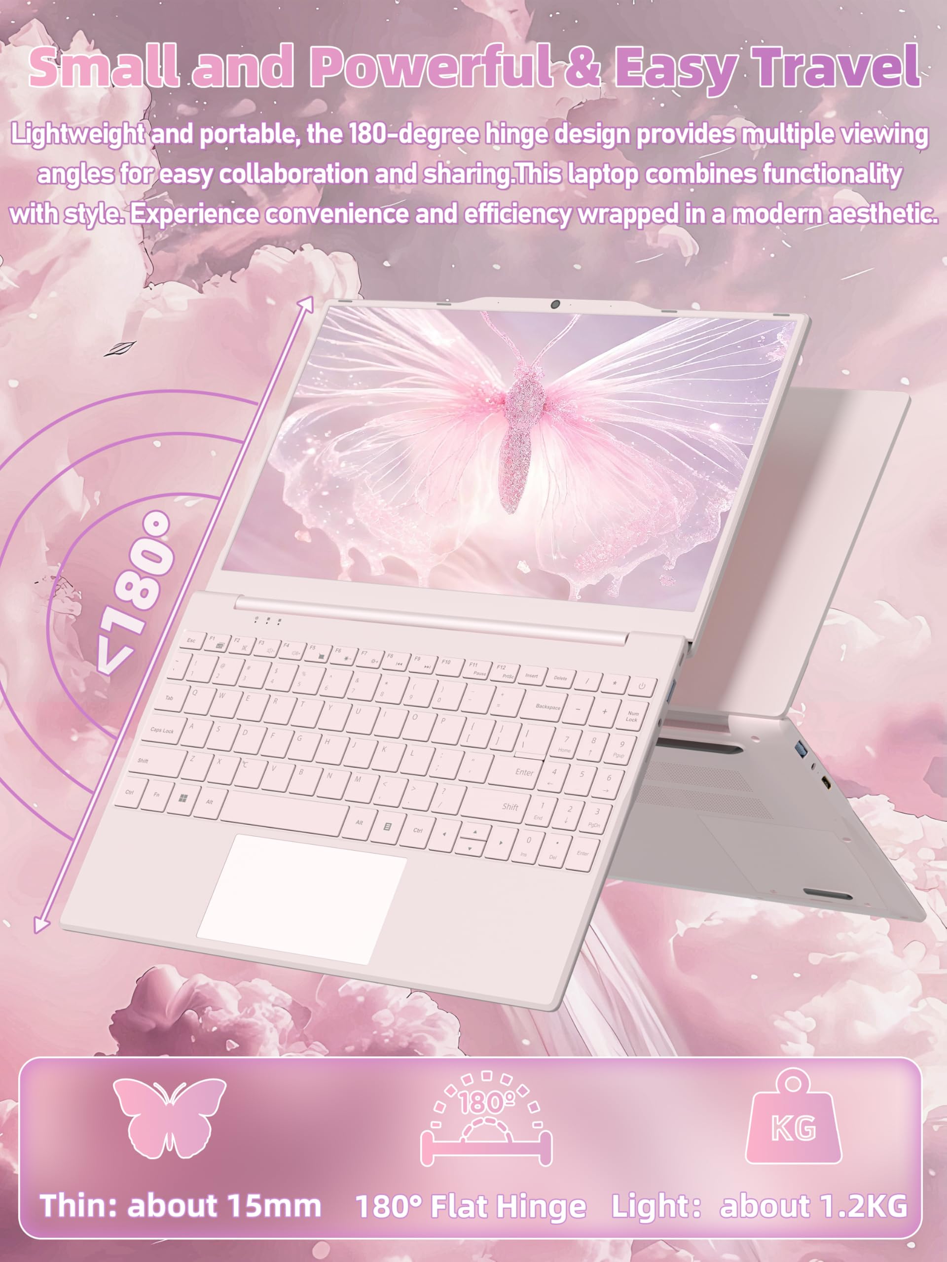 Amazon.co.jp: Nmybwo 14インチ ピンク ノートパソコン 仕事や勉強用