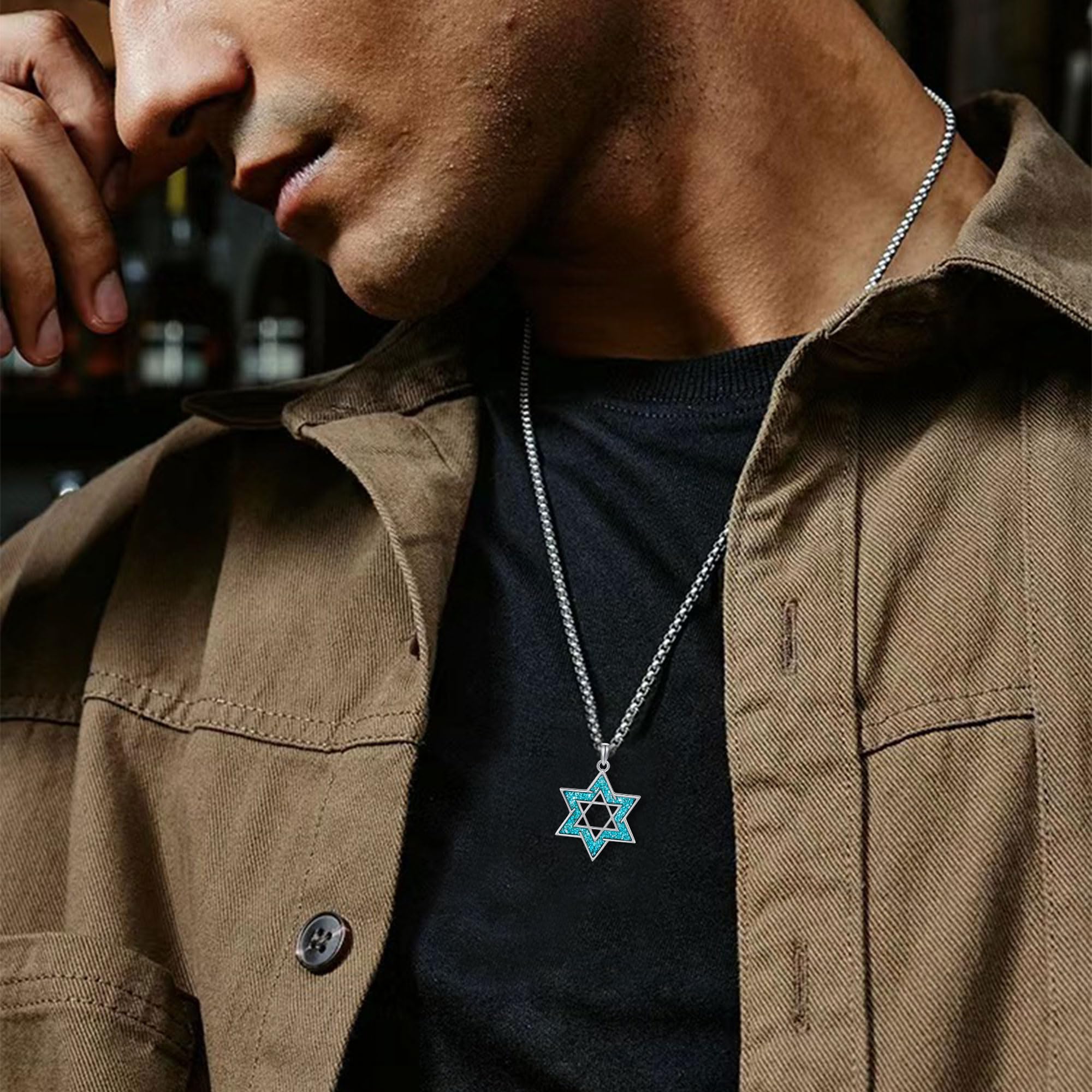 Collana con stella di David, in argento Sterling con stella di ebraico, idea regalo per uomini
