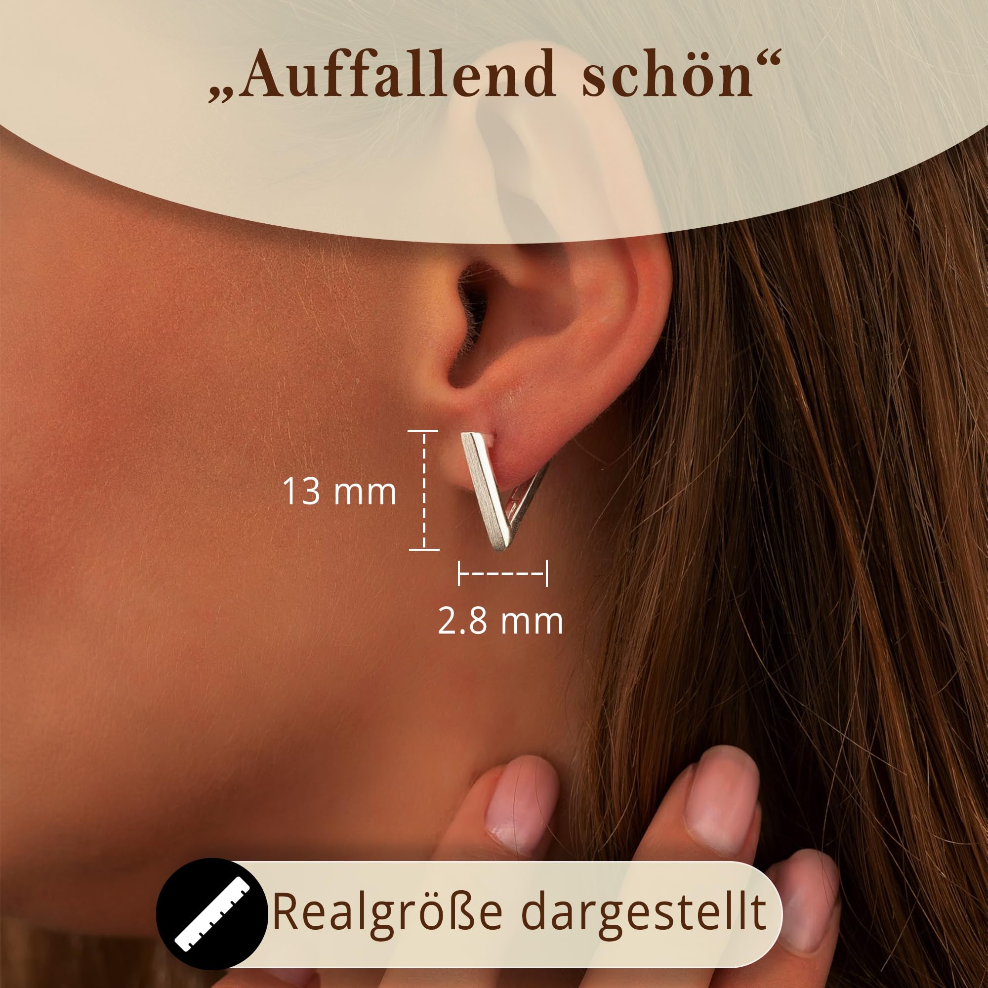 Cassini Creolen für Damen aus 925 Sterling Silber - Dreicke Creolen mit Klappverschluss, Mattiert oder Poliert, nickelfrei & antiallergisc, handgefertigt 3CZS