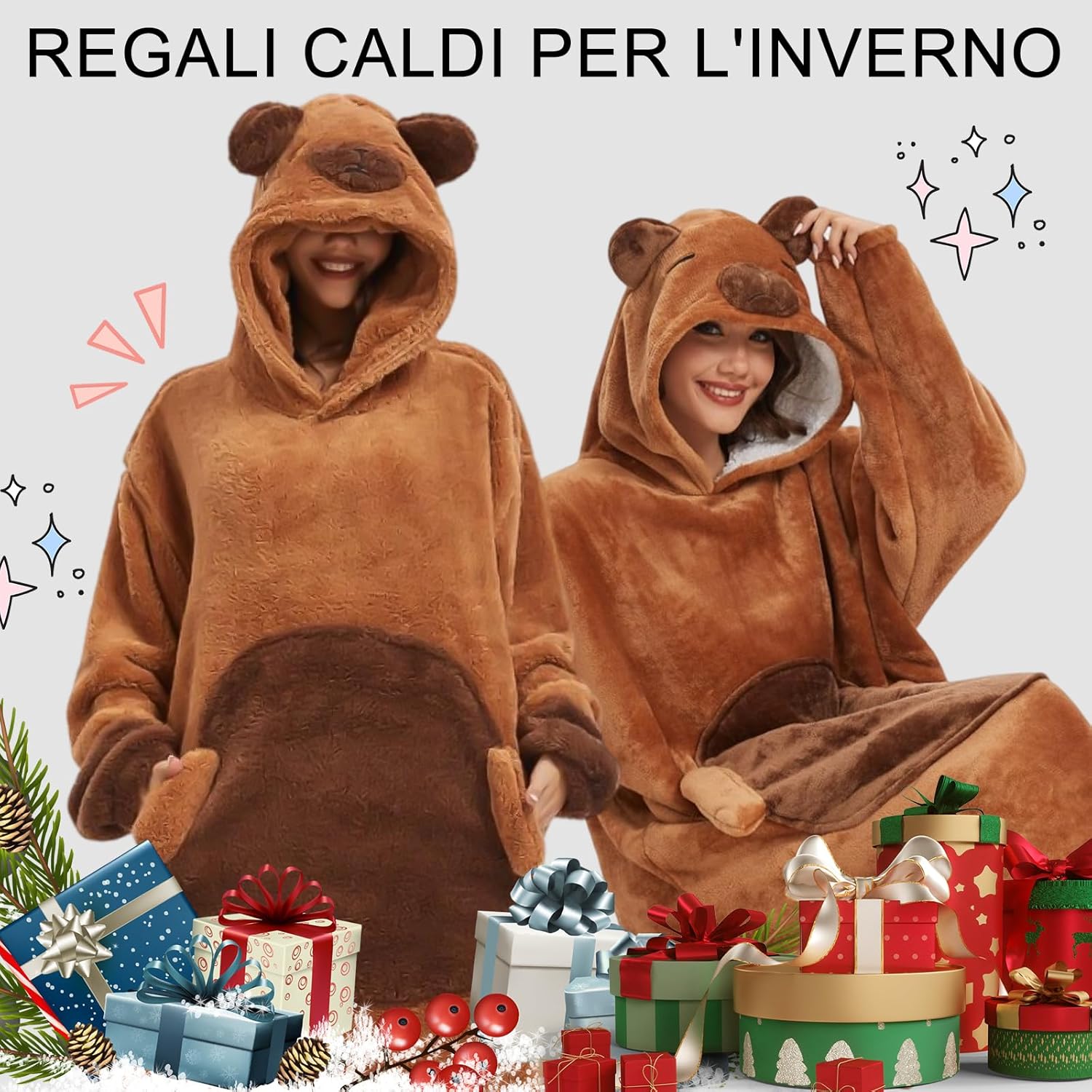 Blanket Hoodie Animal Sherpa Pullover Panda Wearable Blanket Unisex Adult Oversized Sweatshirt Oversized Women Men Teen - Image 7