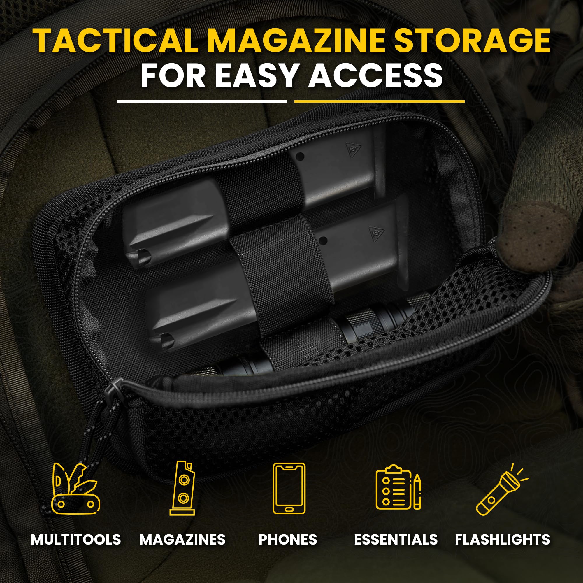 M-Tac Tactical Bag Insert Modular Organizer Utility Admin Pouch Hook Fasteners - Mesh Pocket