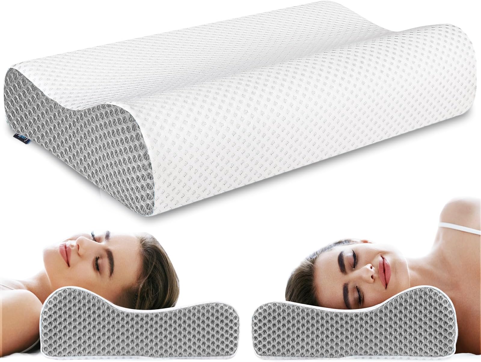 Amazon.com: Ergonomic Memory Foam Neck Pillow with Cooling Case