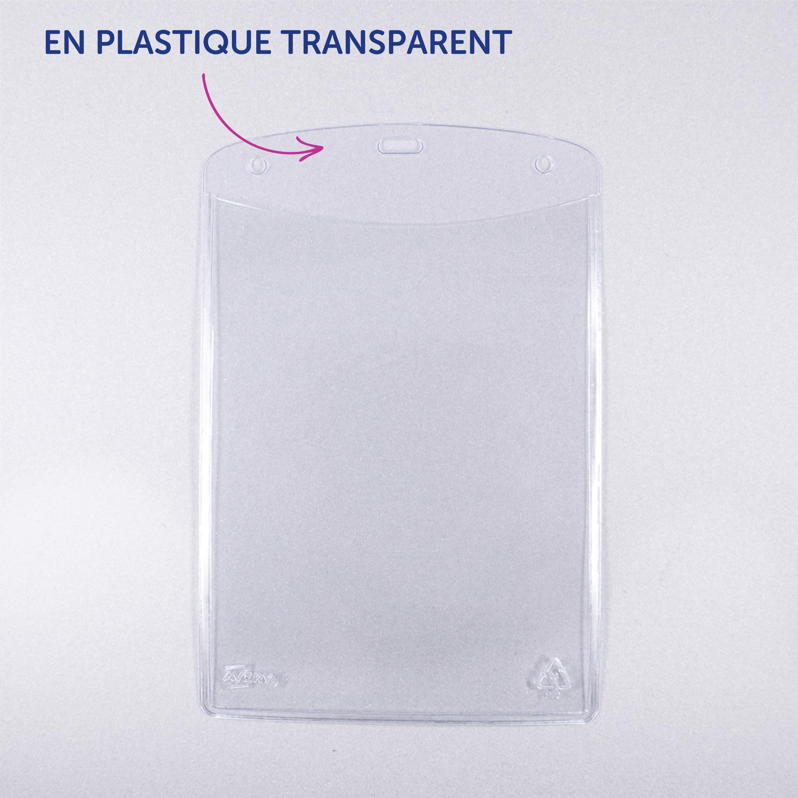 AVERY – 50 Pochettes Porte-Badges Format A6 en Plastique Transparent avec 52 Inserts Microperforés Imprimables – 105 x 148 mm – Compatibles avec Impression Laser et Jet d’Encre
