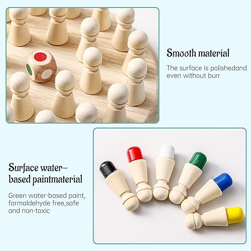 Miniatura 5 de Juego de juego de ajedrez de memoria de madera un juego de mesa familiar adecuado para niños y adultos, juguetes de rompecabezas adecuados