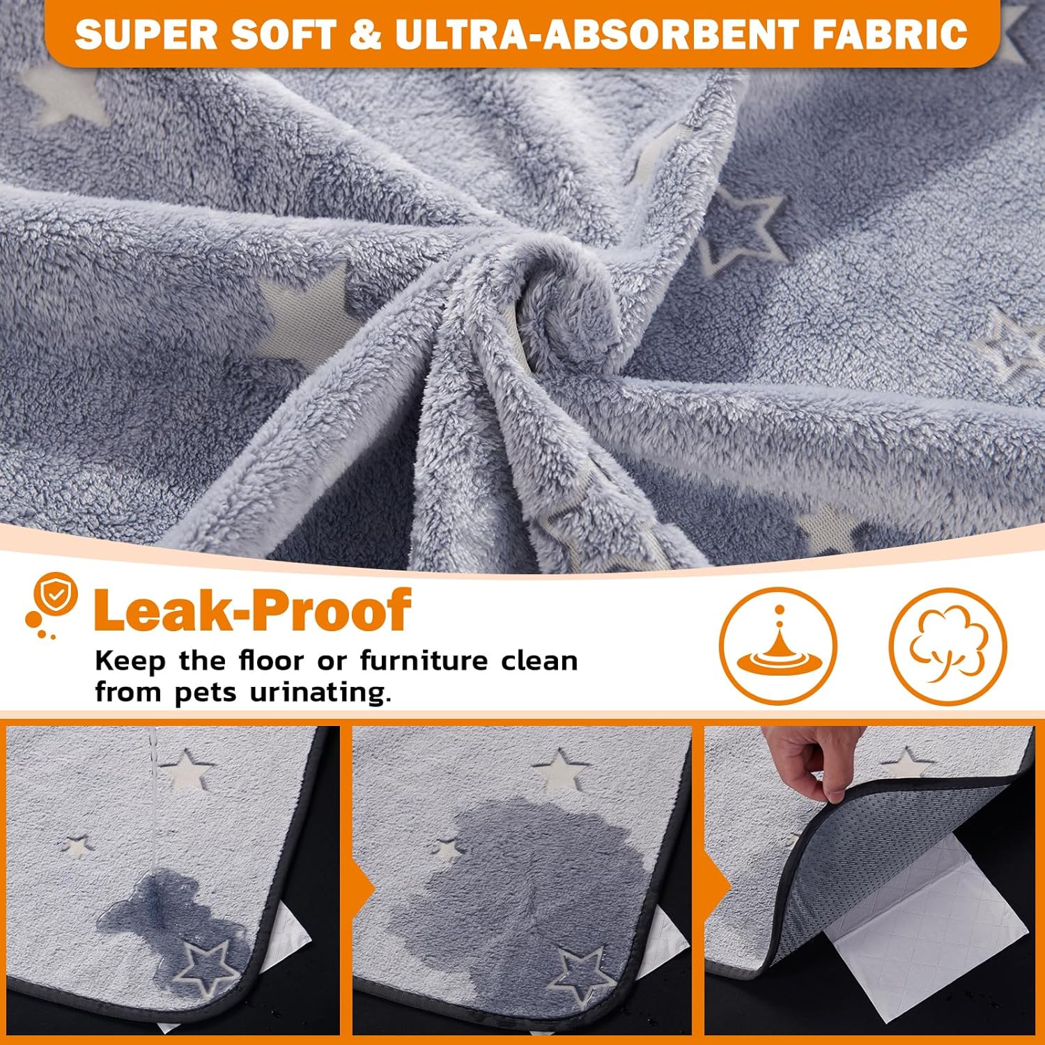 LOOBANI Washable Pee Pads for Dogs, 2 Pack 31 x 36 in Reusable Pee Pads for Dog Mat Puppy Mats Training Non Slip Whelping Mat for Dog Playpen, Crate, Car, Grey - Image 2