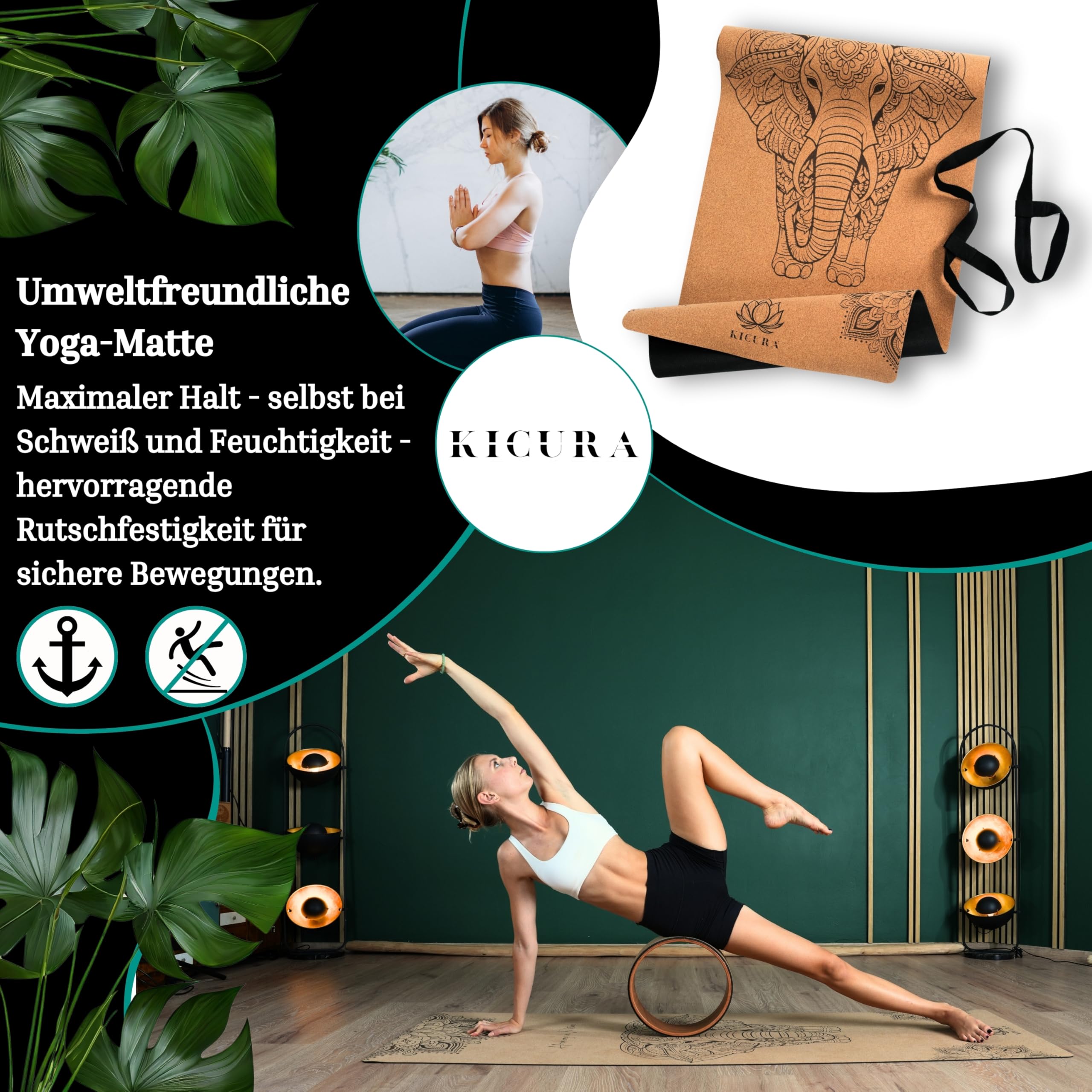 Set Tappetini Yoga In Sughero - 3 Misure Con Tracolla, Per Yoga, Stretching E Fitness - Foto 11