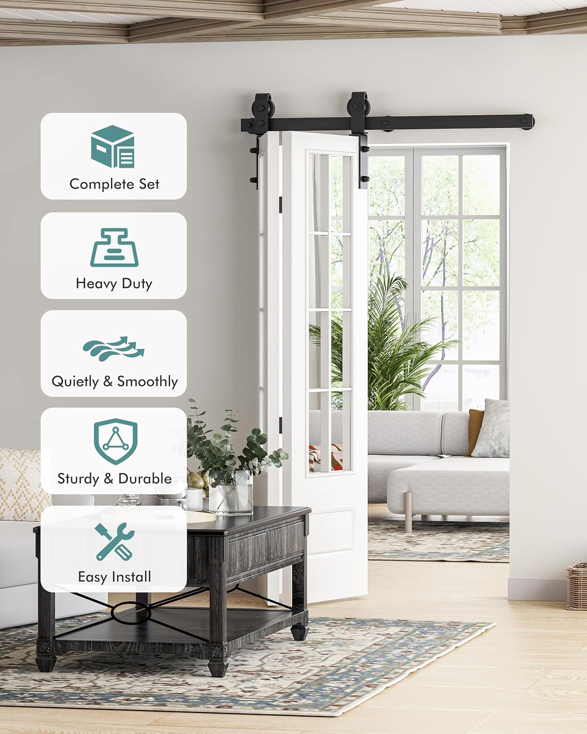 Bifold Barn Door Hardware Kit 36 inch: Sliding Bi-Folding Track Kit for 2 Closet Door Space Saving Slide Smoothly Easy Install for Double 16" Wide Bifold Door (Hardware Only)