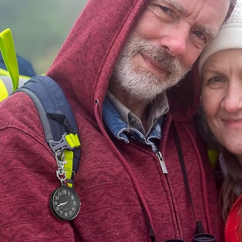 Miniatura 4 de Junkin Reloj de bolsillo de cuarzo de 2 piezas con hebilla de llave redonda llavero clip en reloj portátil unisex