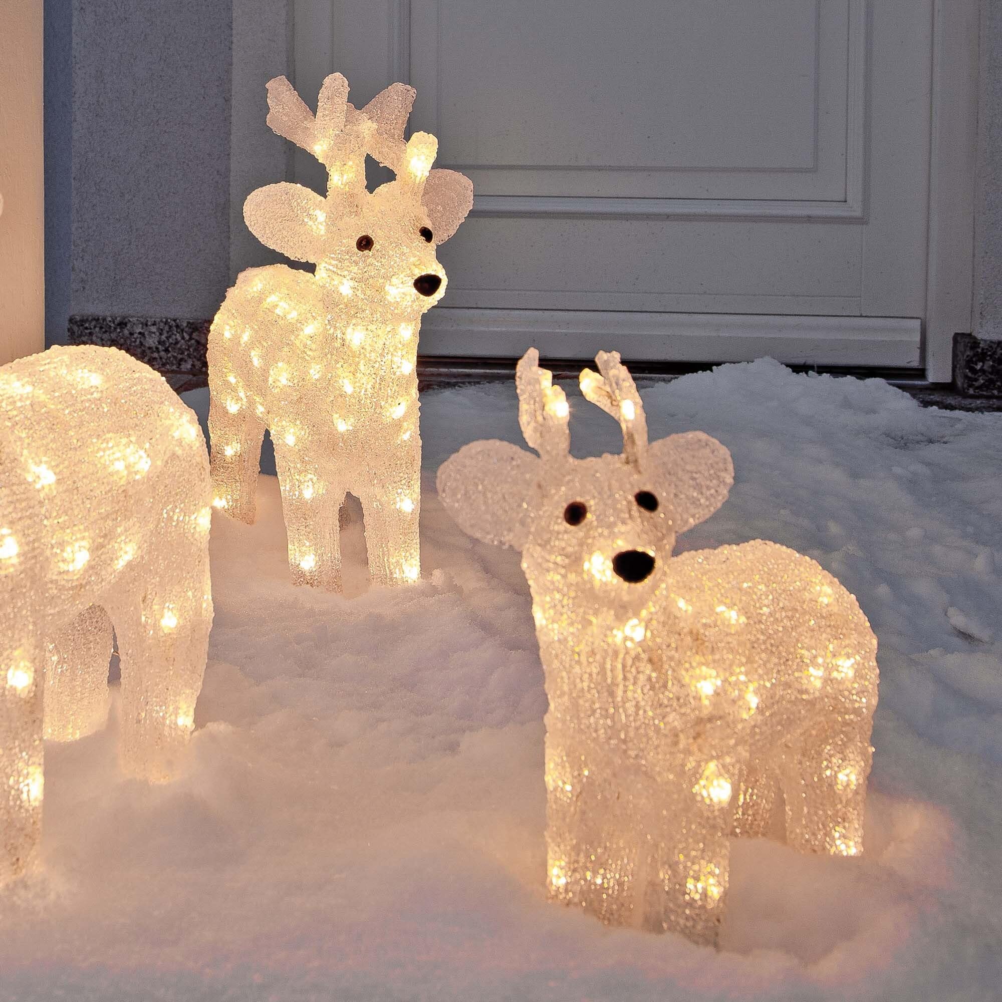 Hellum LED Rentier Acryl 35cm hoch, Outdoor Weihnachtsdeko, 40 warmweiße LEDs, Dekofigur mit 5m Zuleitung, Helligkeit <59 Lumen 152708