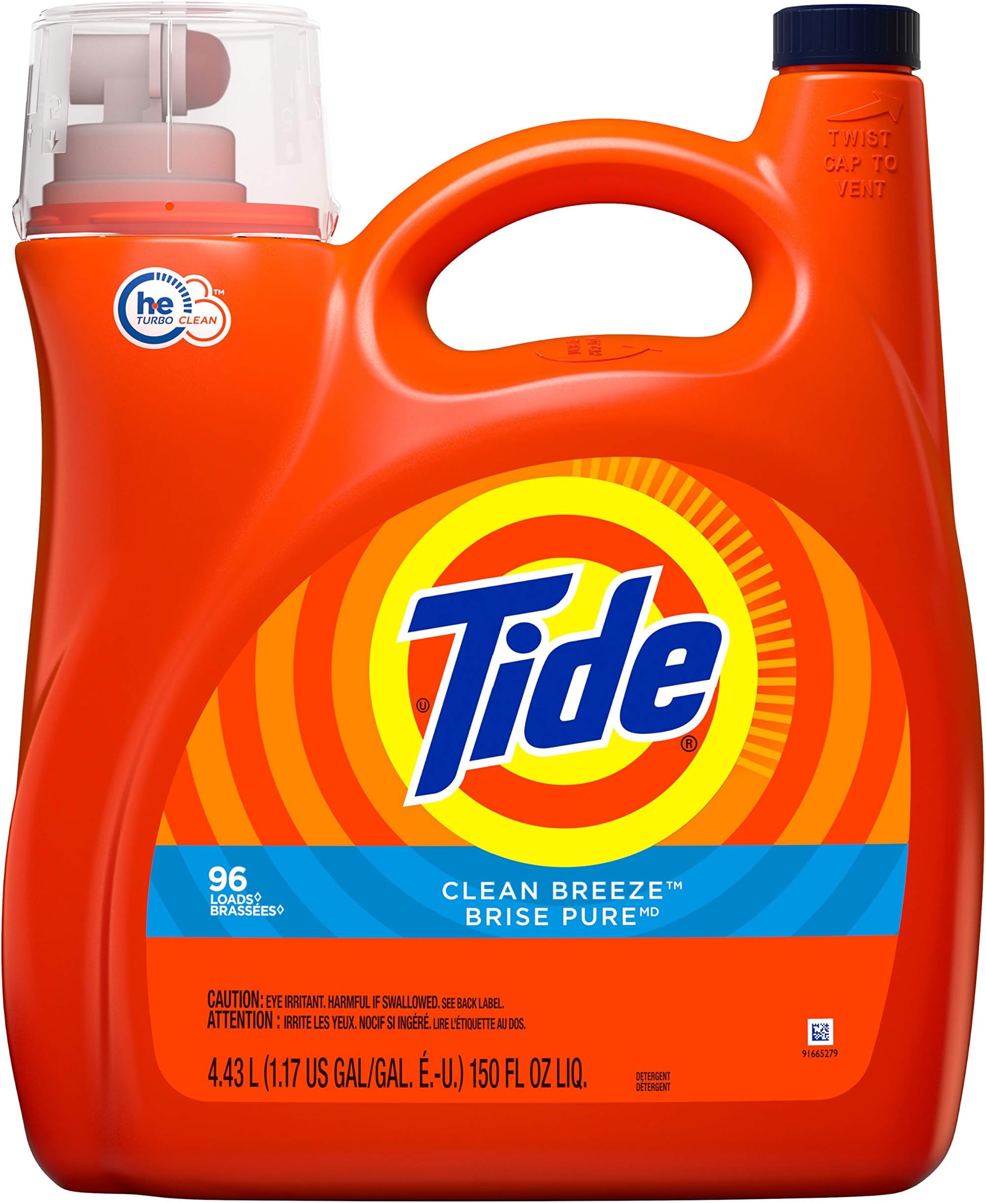 Tide Liquid Laundry Detergent, Clean Breeze, 96 Loads 150 fl oz (Packaging May Vary