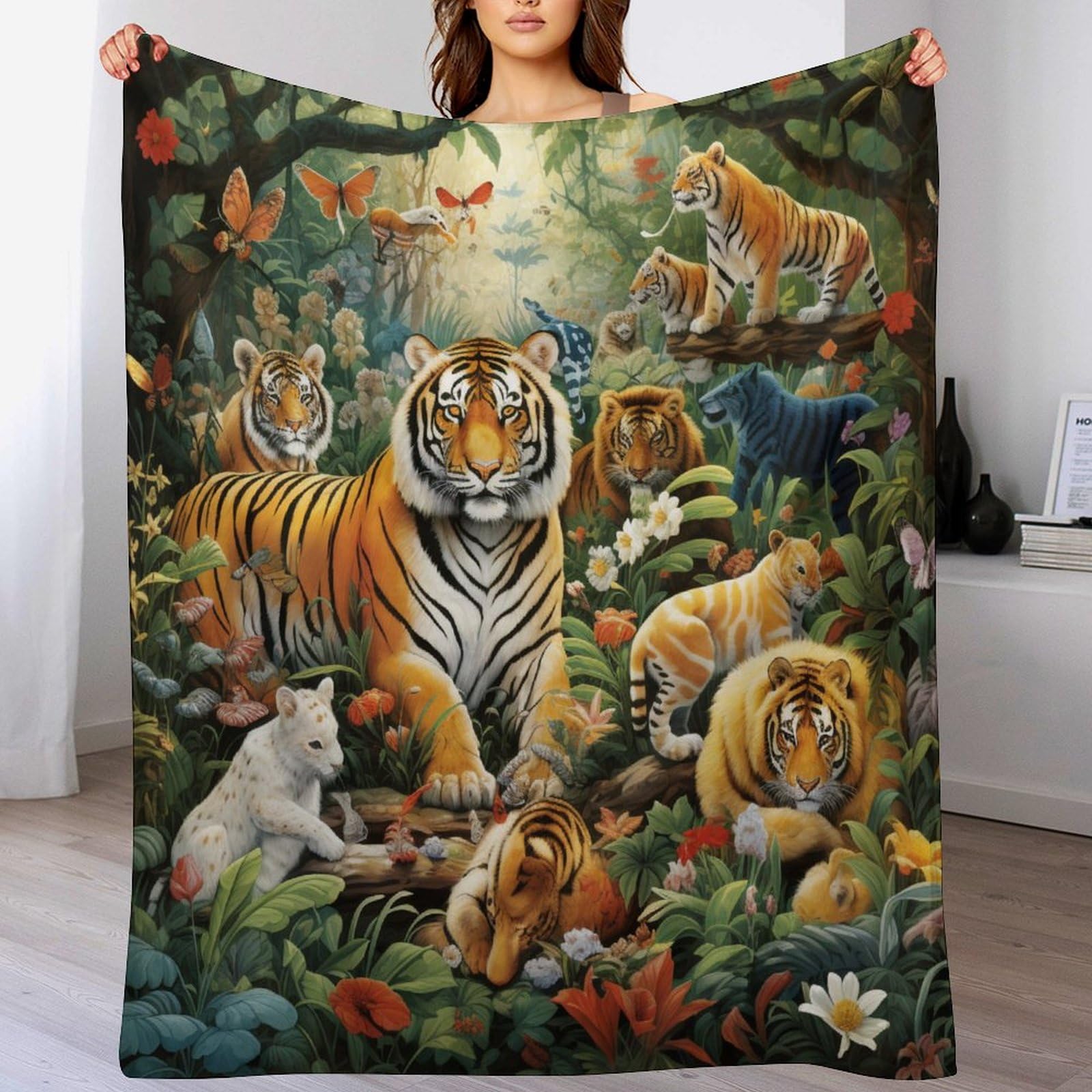 Couverture douce animaux de la jungle facile d'entretien contre le froid