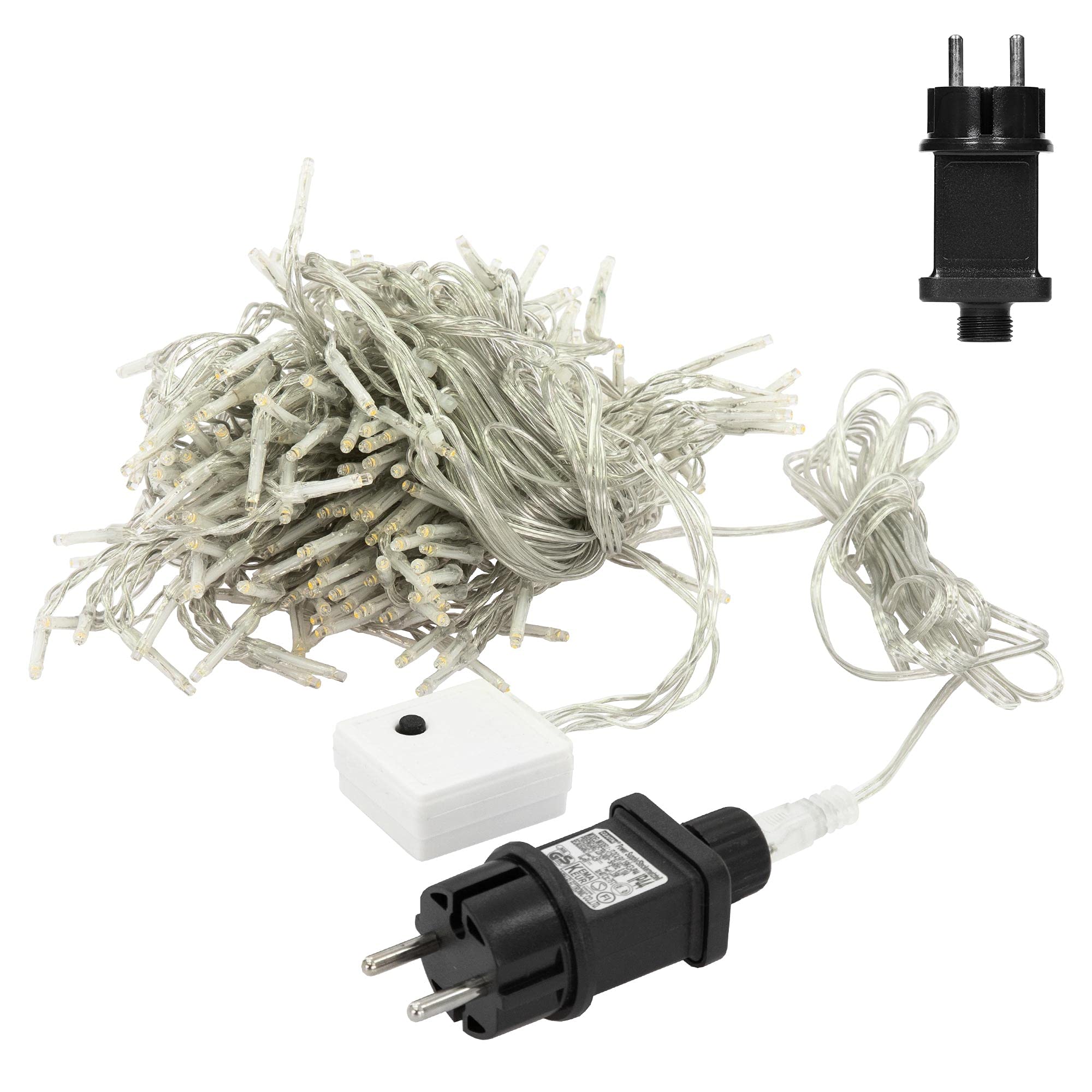 ECD Germany Kurtyna świetlna LED, 2 x 1,5 m, 240 diod LED, zimna biel, 12 funkcji, Boże Narodzenie, sople lodu, łańcuch świetlny, kurtyna świetlna, zimny deszcz, zasłona bożonarodzeniowa, IP44