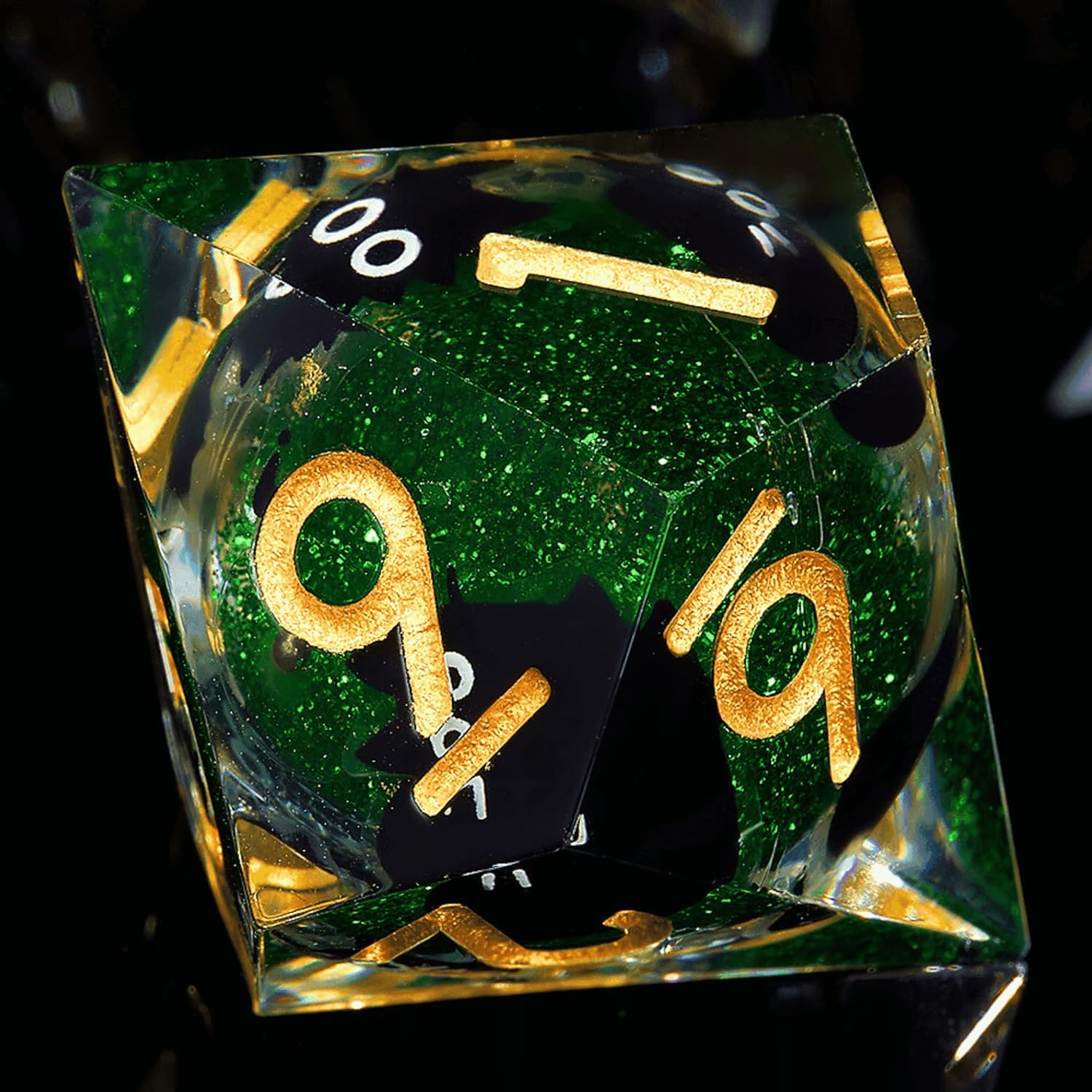 Liquid Core Cat DND Dice Set 7Pcs with Box- Sharp Edge Cute Cat Style Resin Dice for D&D, Roleplaying Games, RPG, MTG, Table Games D20 D12 D10 D8 D6 D4(Cathead-Green)