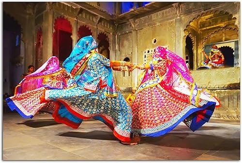 Miniatura 27 de Startonight Arte de pared de vidrio acrílico, retrato en azul y dorado metálico, obra de arte brillante de 24 x 36 pulgadas, decoración del hogar