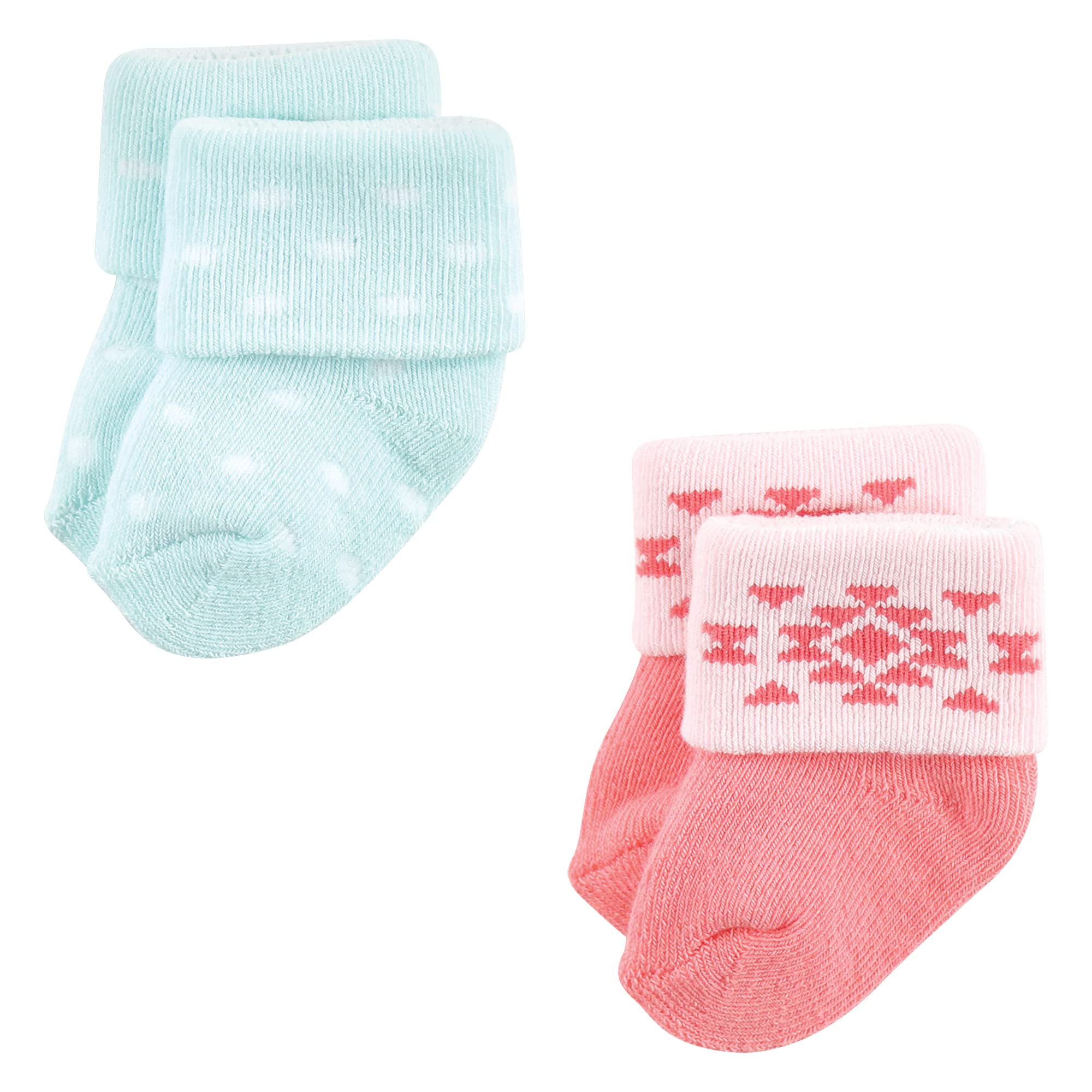 Luvable Friends Damen Unisex Neugeborene und Baby Frottee Socken Azteken 0-6 Monate, Coral Mint Aztec